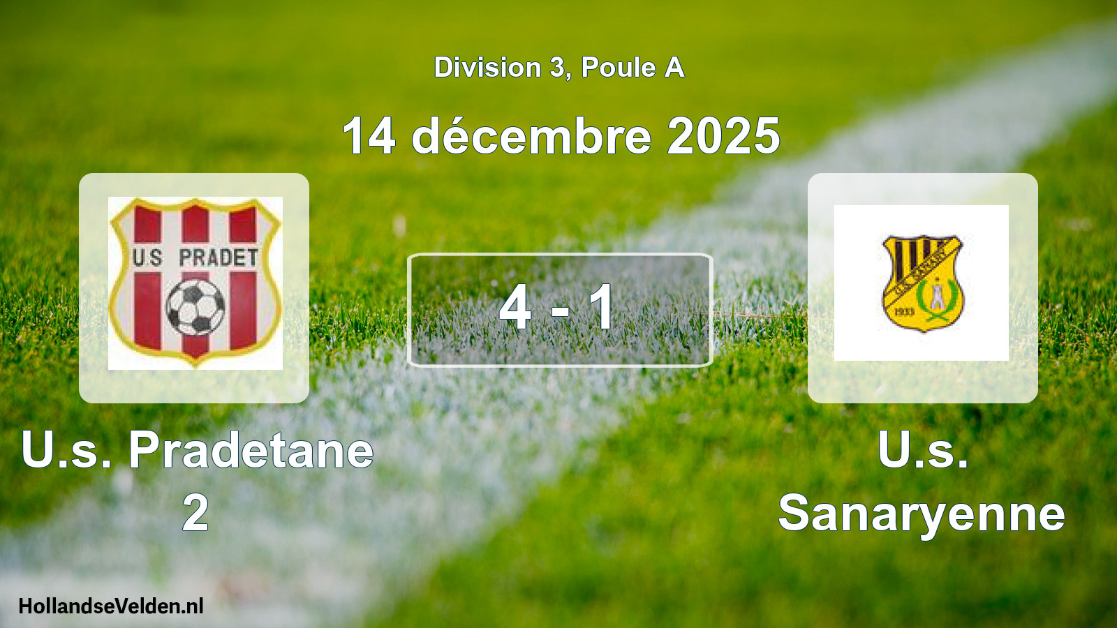Match joué: U.s. Pradetane 2 - U.s. Sanaryenne 4 - 1 (14 décembre 2025)