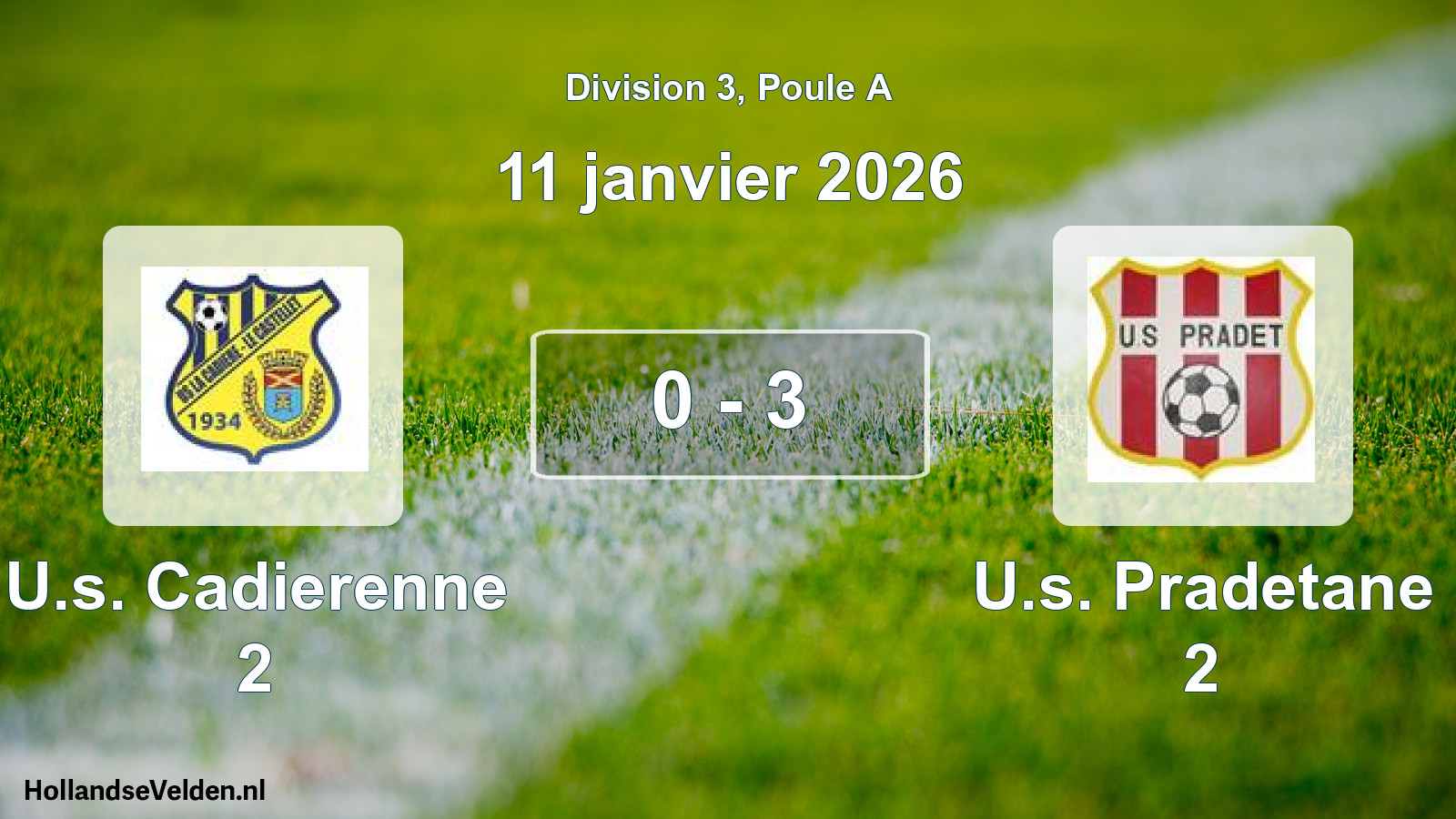 Match joué: U.s. Cadierenne 2 - U.s. Pradetane 2 0 - 3 (11 janvier 2026)