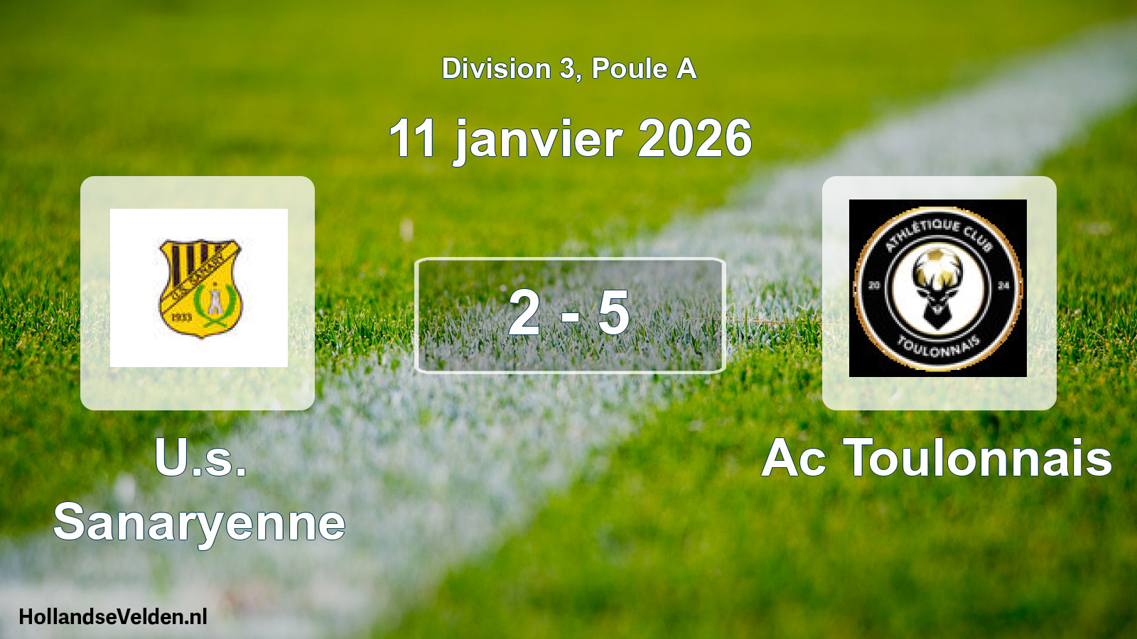 Match joué: U.s. Sanaryenne - Ac Toulonnais 2 - 5 (11 janvier 2026)