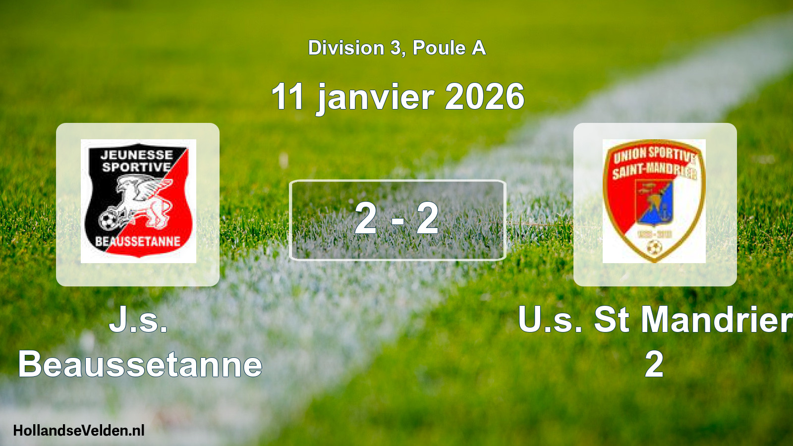 Match joué: J.s. Beaussetanne - U.s. St Mandrier 2 2 - 2 (11 janvier 2026)