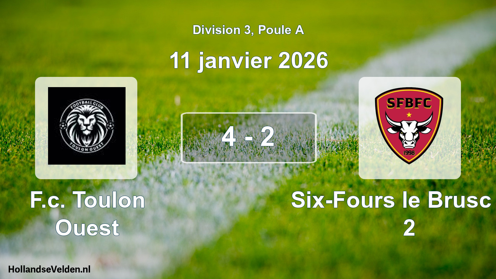 Total number of matches played: F.c. Toulon Ouest - Six-Fours le Brusc FC 2 4 - 2 (11 January 2026)