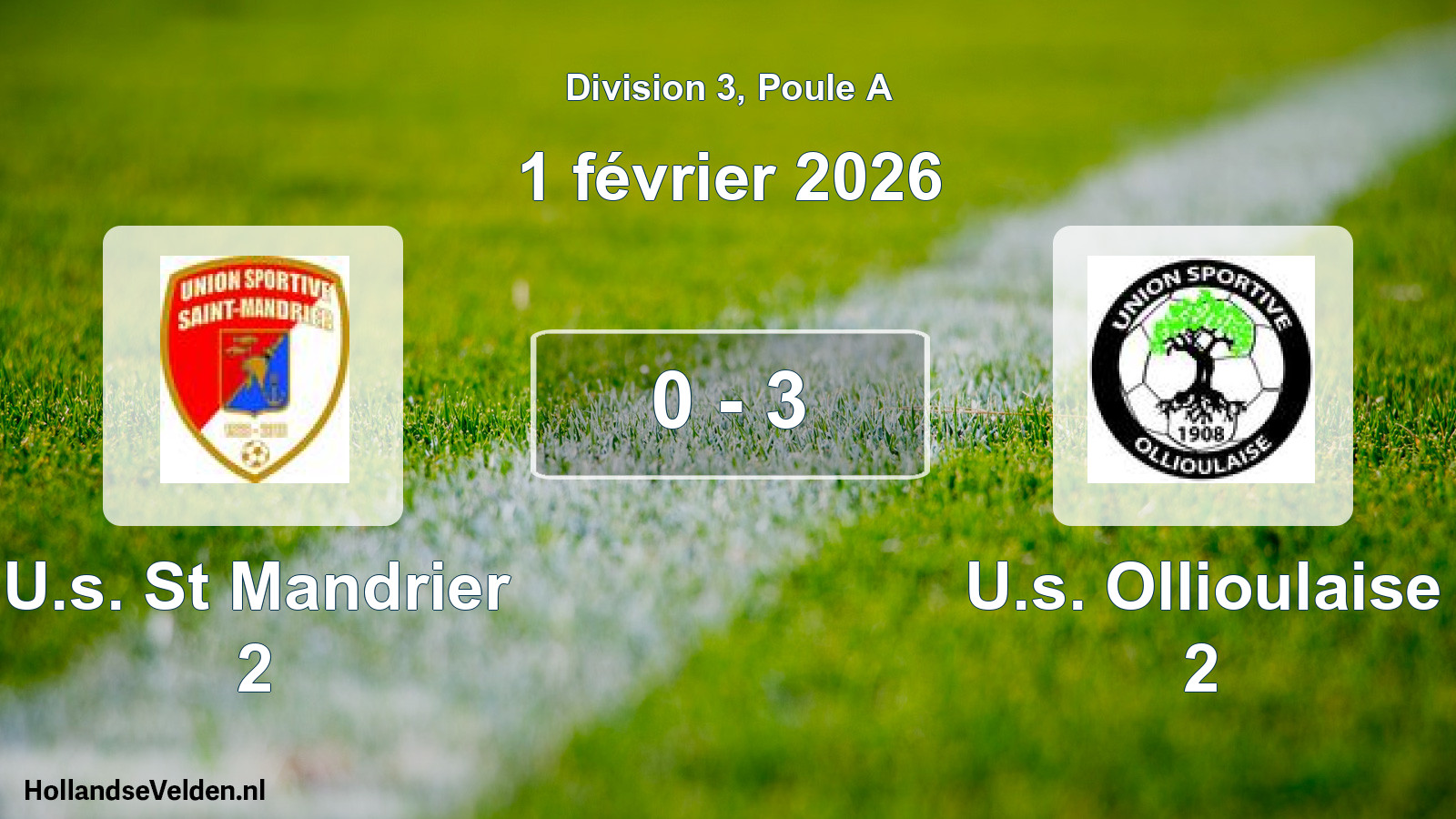 Match joué: U.s. St Mandrier 2 - U.s. Ollioulaise 2 0 - 3 (1 février 2026)