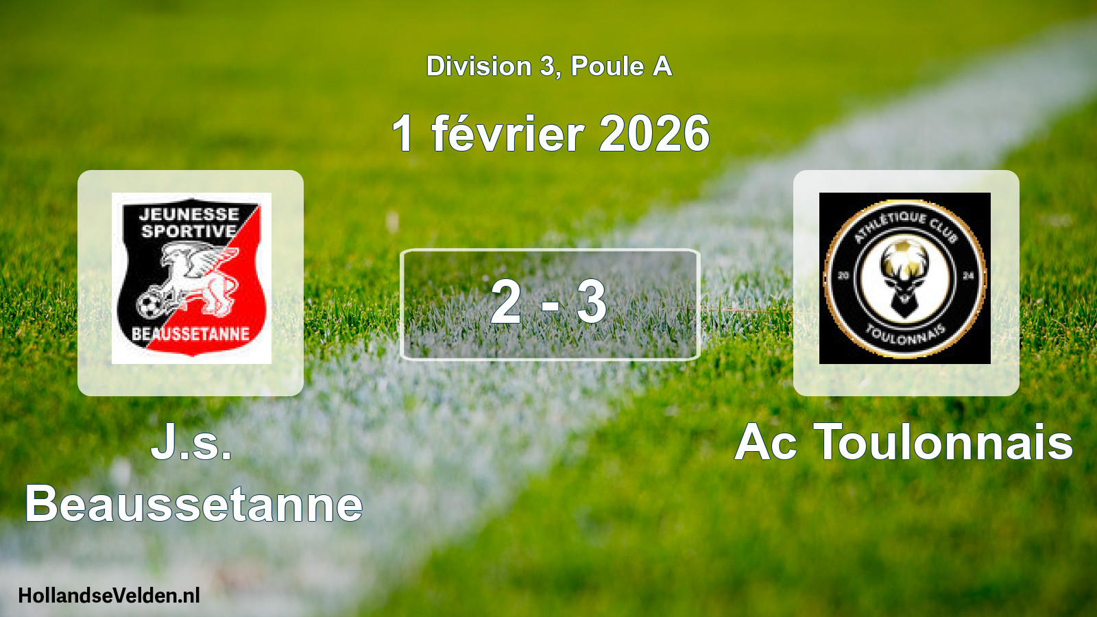 Match joué: J.s. Beaussetanne - Ac Toulonnais 2 - 3 (1 février 2026)
