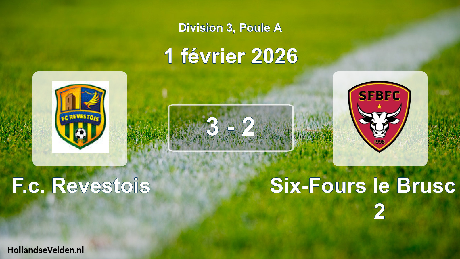 Total number of matches played: F.c. Revestois - Six-Fours le Brusc FC 2 3 - 2 (1 February 2026)