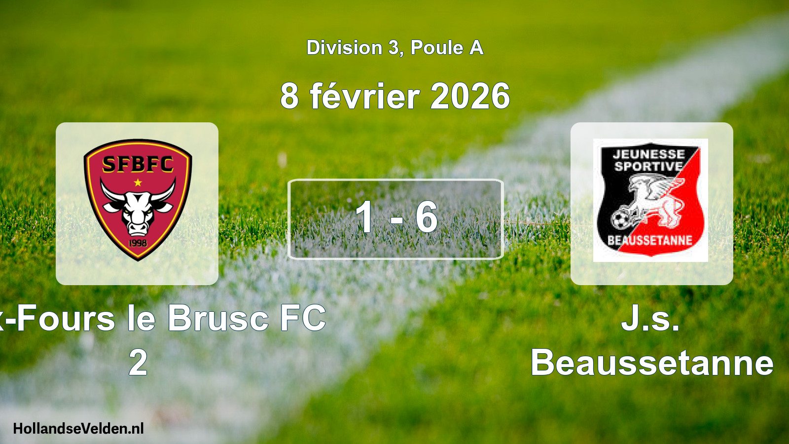 Match joué: Six-Fours le Brusc FC 2 - J.s. Beaussetanne 1 - 6 (8 février 2026)