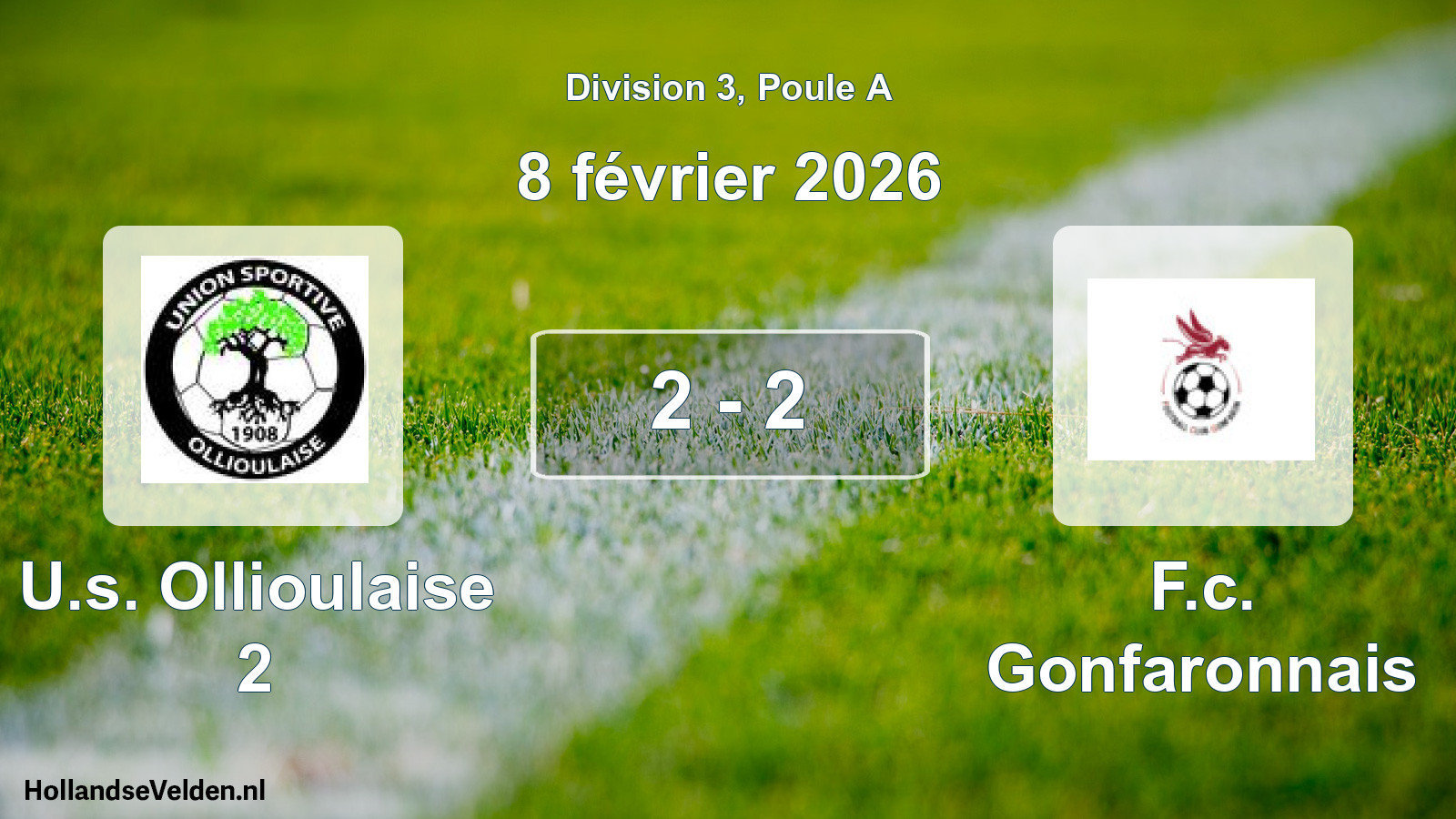 Match joué: U.s. Ollioulaise 2 - F.c. Gonfaronnais 2 - 2 (8 février 2026)