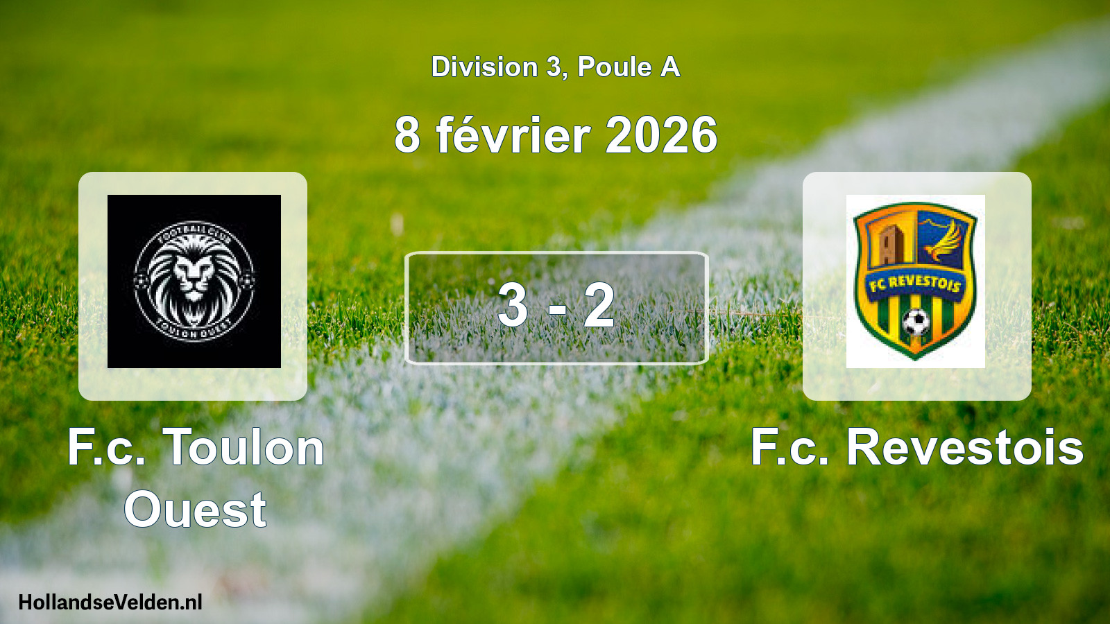 Total number of matches played: F.c. Toulon Ouest - F.c. Revestois 3 - 2 (8 February 2026)
