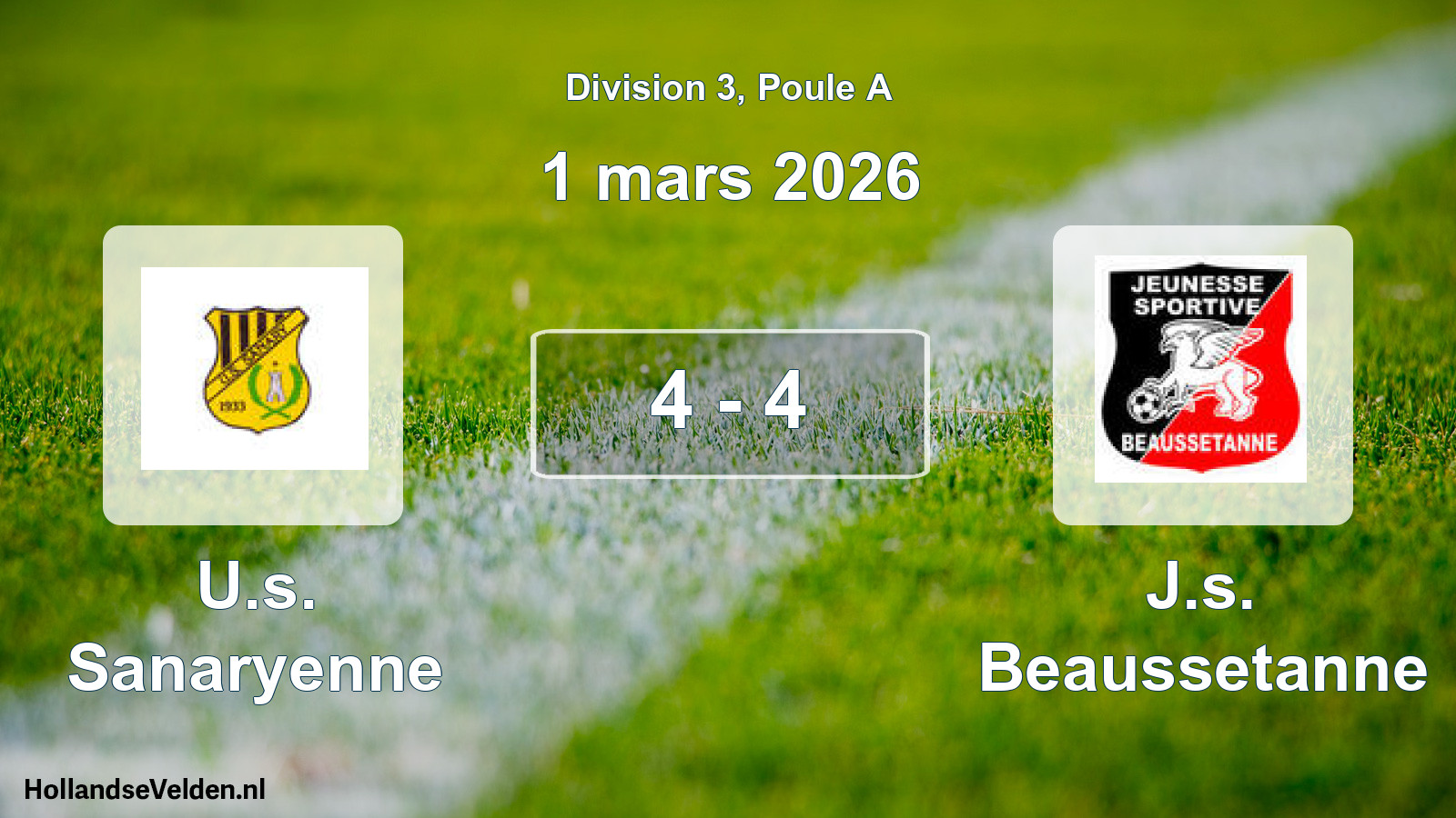 Match joué: U.s. Sanaryenne - J.s. Beaussetanne 4 - 4 (1 mars 2026)