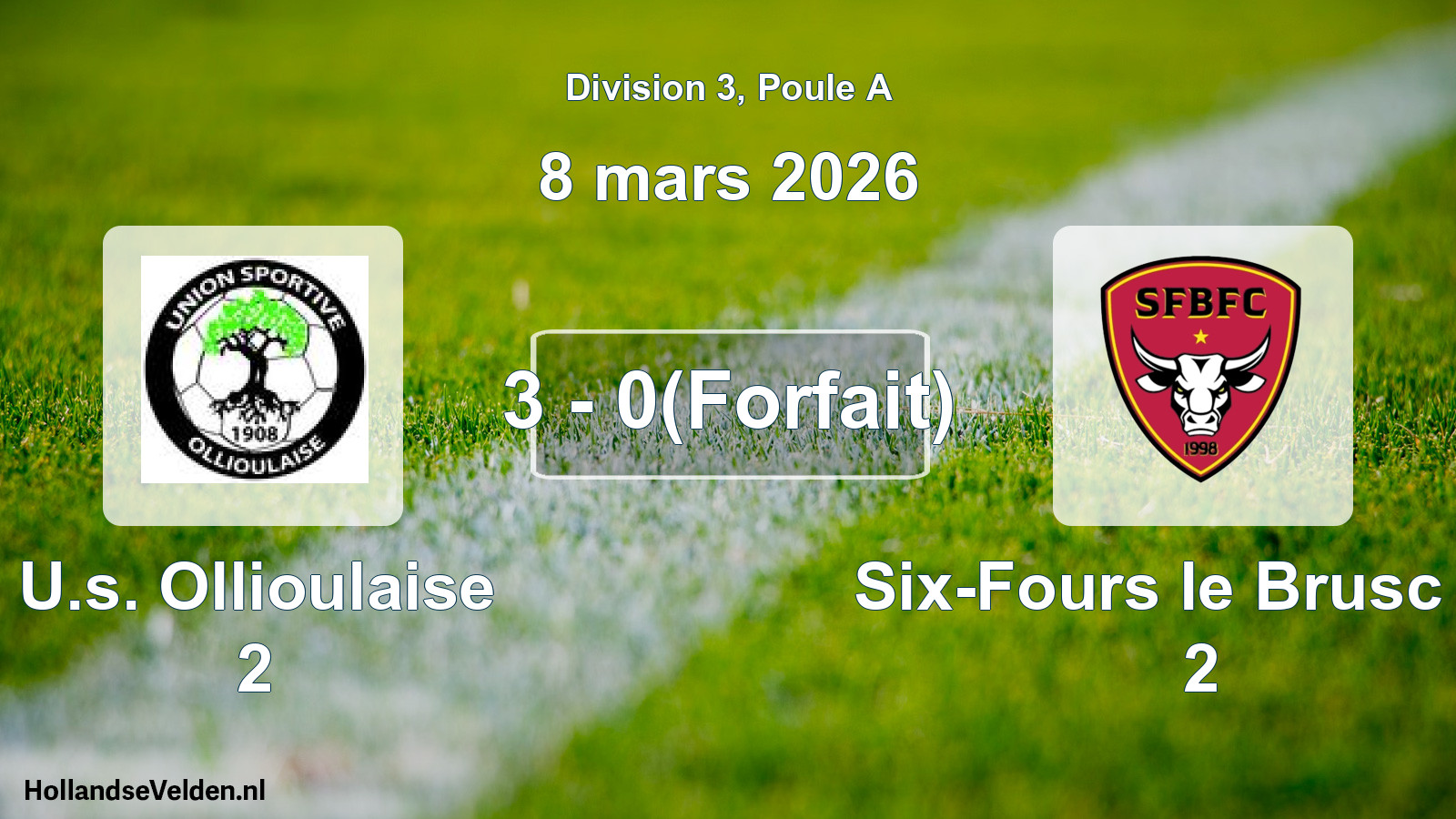 Total number of matches played: U.s. Ollioulaise 2 - Six-Fours le Brusc FC 2 3 - 0(Forfait) (8 March 2026)