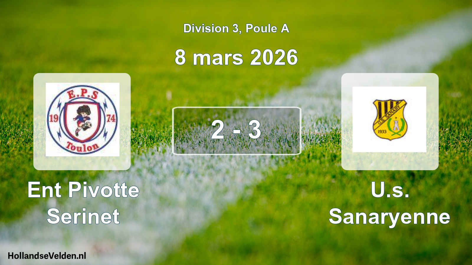 Total number of matches played: Ent Pivotte Serinet - U.s. Sanaryenne 2 - 3 (8 March 2026)
