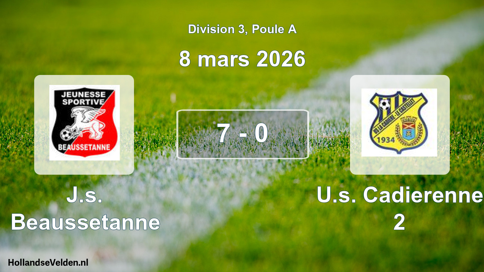 Match joué: J.s. Beaussetanne - U.s. Cadierenne 2 7 - 0 (8 mars 2026)