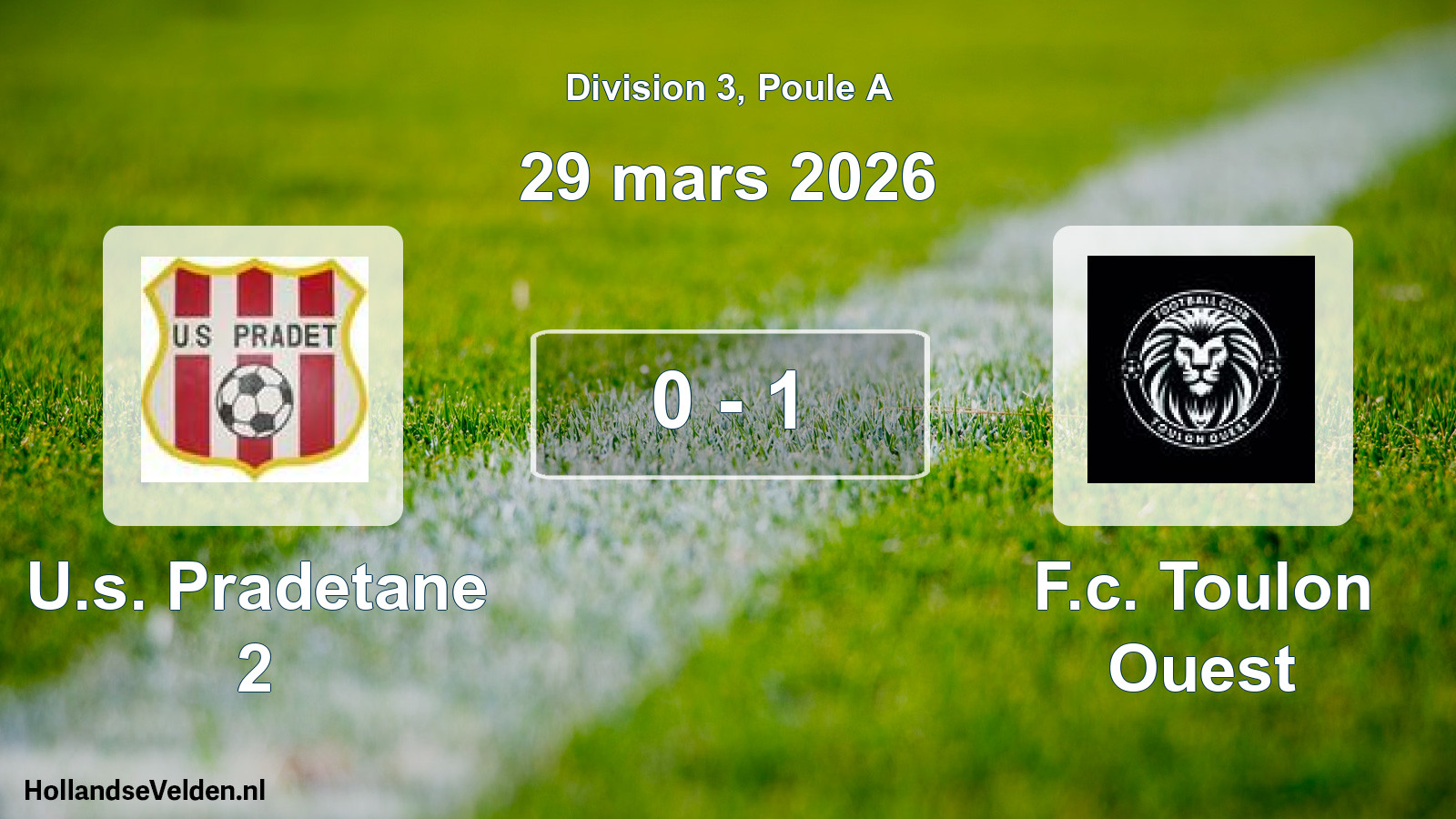 Total number of matches played: U.s. Pradetane 2 - F.c. Toulon Ouest 0 - 1 (29 March 2026)