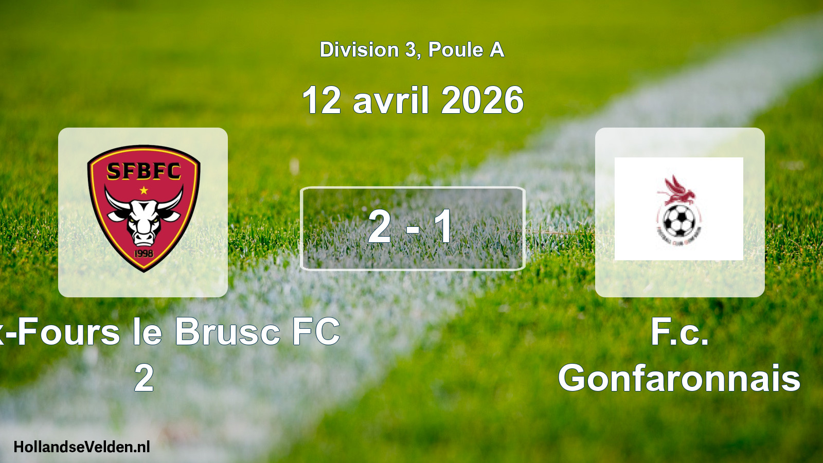 Match joué: Six-Fours le Brusc FC 2 - F.c. Gonfaronnais 2 - 1 (12 avril 2026)