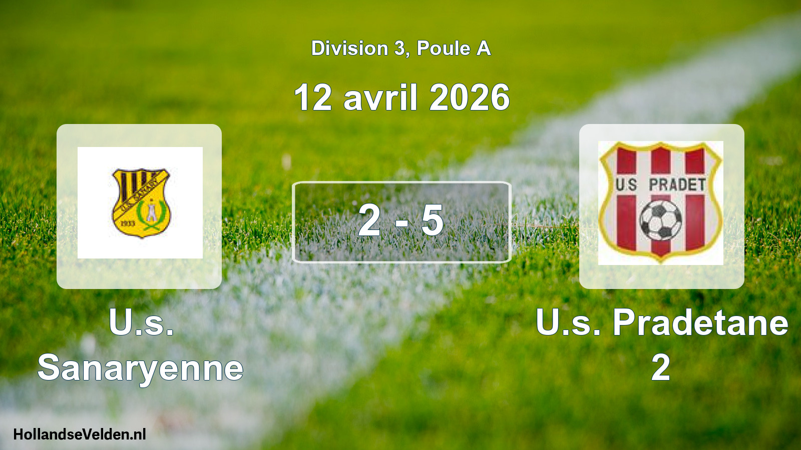 Match joué: U.s. Sanaryenne - U.s. Pradetane 2 2 - 5 (12 avril 2026)
