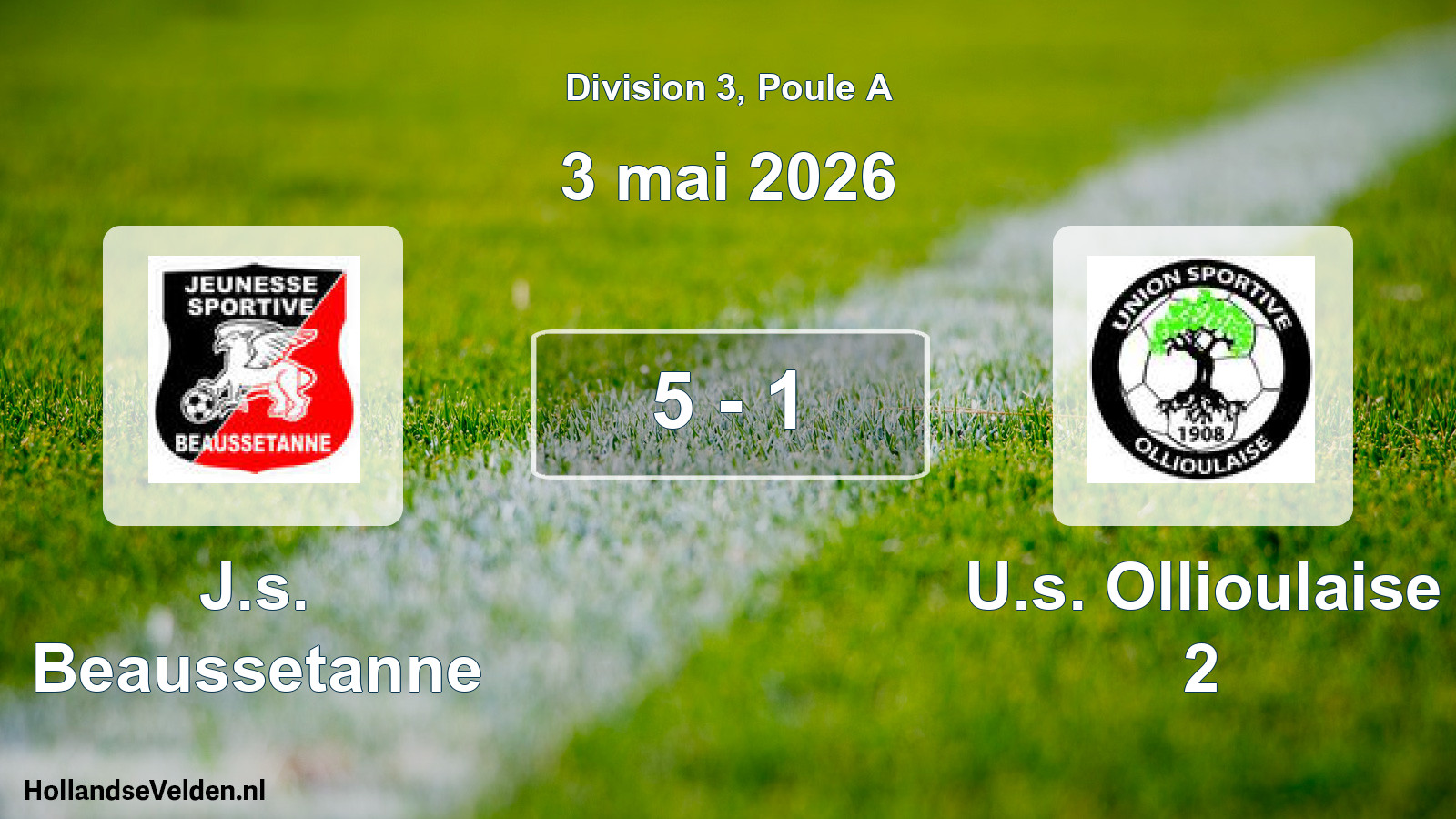 Match joué: J.s. Beaussetanne - U.s. Ollioulaise 2 5 - 1 (3 mai 2026)