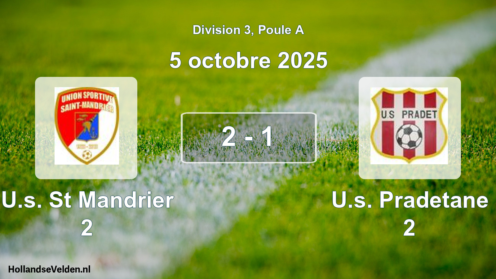Match joué: U.s. St Mandrier 2 - U.s. Pradetane 2 2 - 1 (5 octobre 2025)