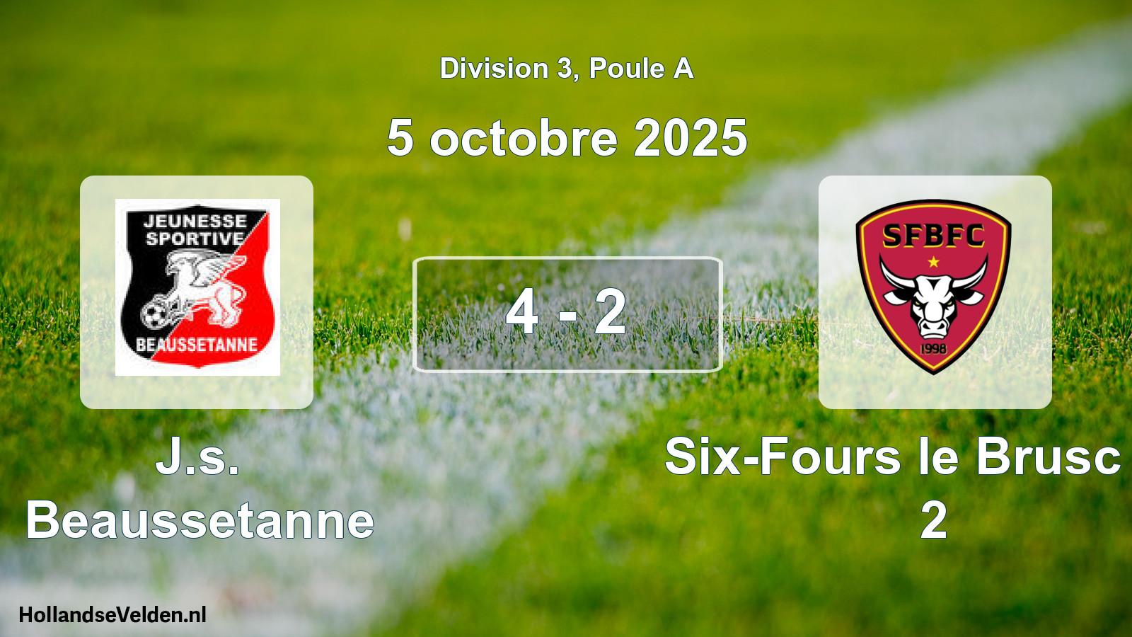 Match joué: J.s. Beaussetanne - Six-Fours le Brusc FC 2 4 - 2 (5 octobre 2025)