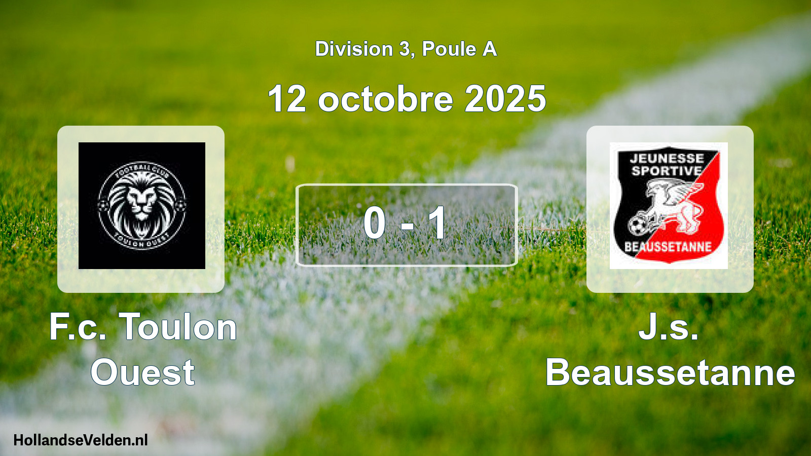 Gespeelde wedstrijd: F.c. Toulon Ouest - J.s. Beaussetanne 0 - 1 (12 oktober 2025)