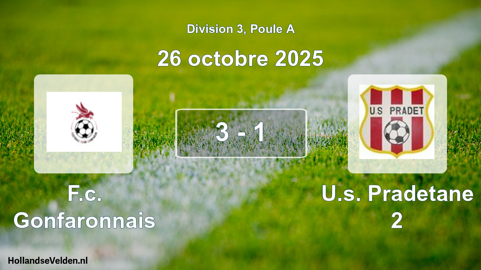 Match joué: F.c. Gonfaronnais - U.s. Pradetane 2 3 - 1 (26 octobre 2025)