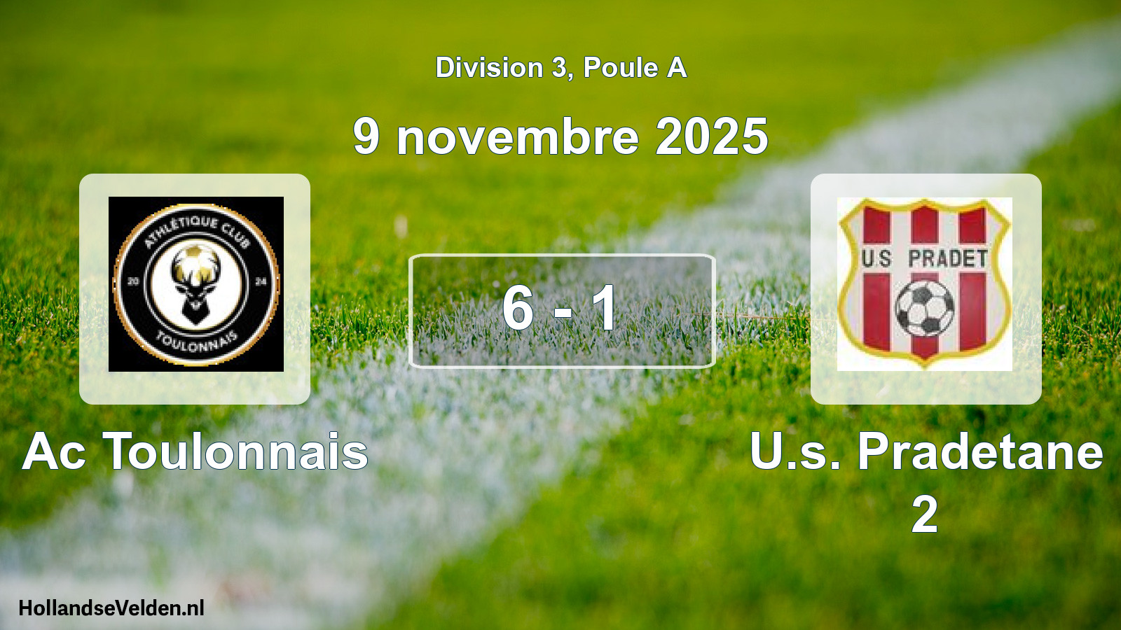 Match joué: Ac Toulonnais - U.s. Pradetane 2 6 - 1 (9 novembre 2025)