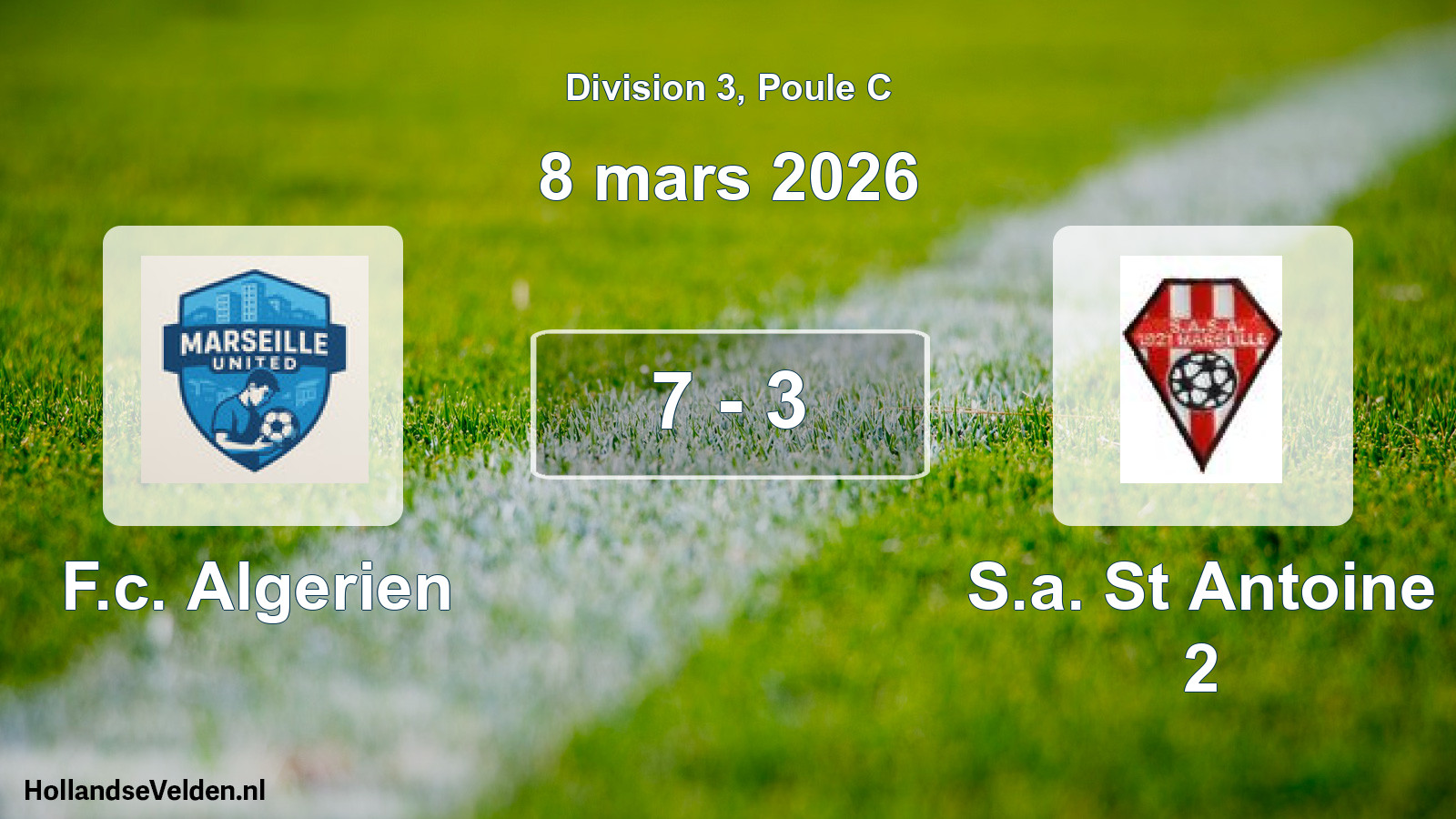 Total number of matches played: F.c. Algerien - S.a. St Antoine 2 7 - 3 (8 March 2026)