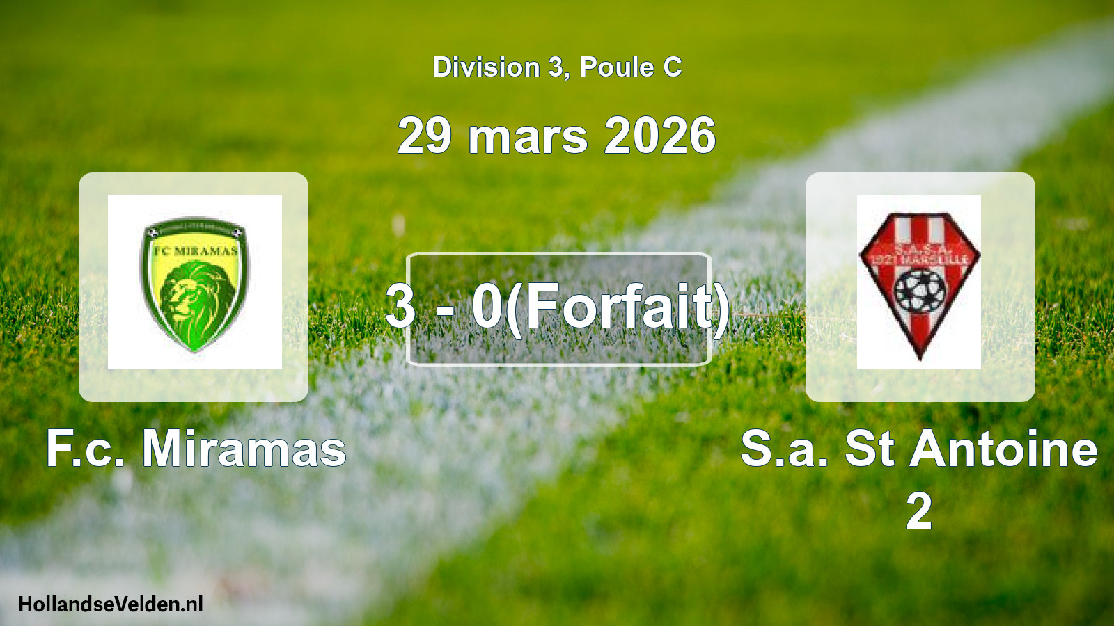 Total number of matches played: F.c. Miramas - S.a. St Antoine 2 3 - 0(Forfait) (29 March 2026)