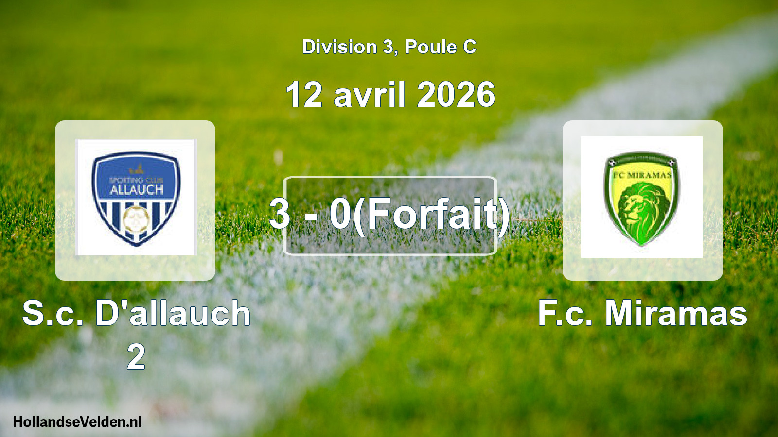 Total number of matches played: S.c. D'allauch 2 - F.c. Miramas 3 - 0(Forfait) (12 April 2026)