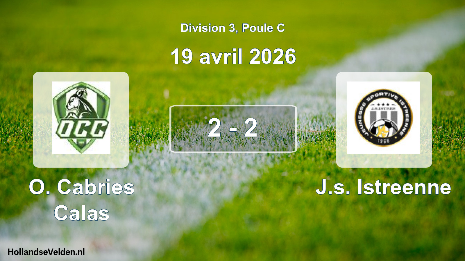 Match joué: O. Cabries Calas - J.s. Istreenne 2 - 2 (19 avril 2026)