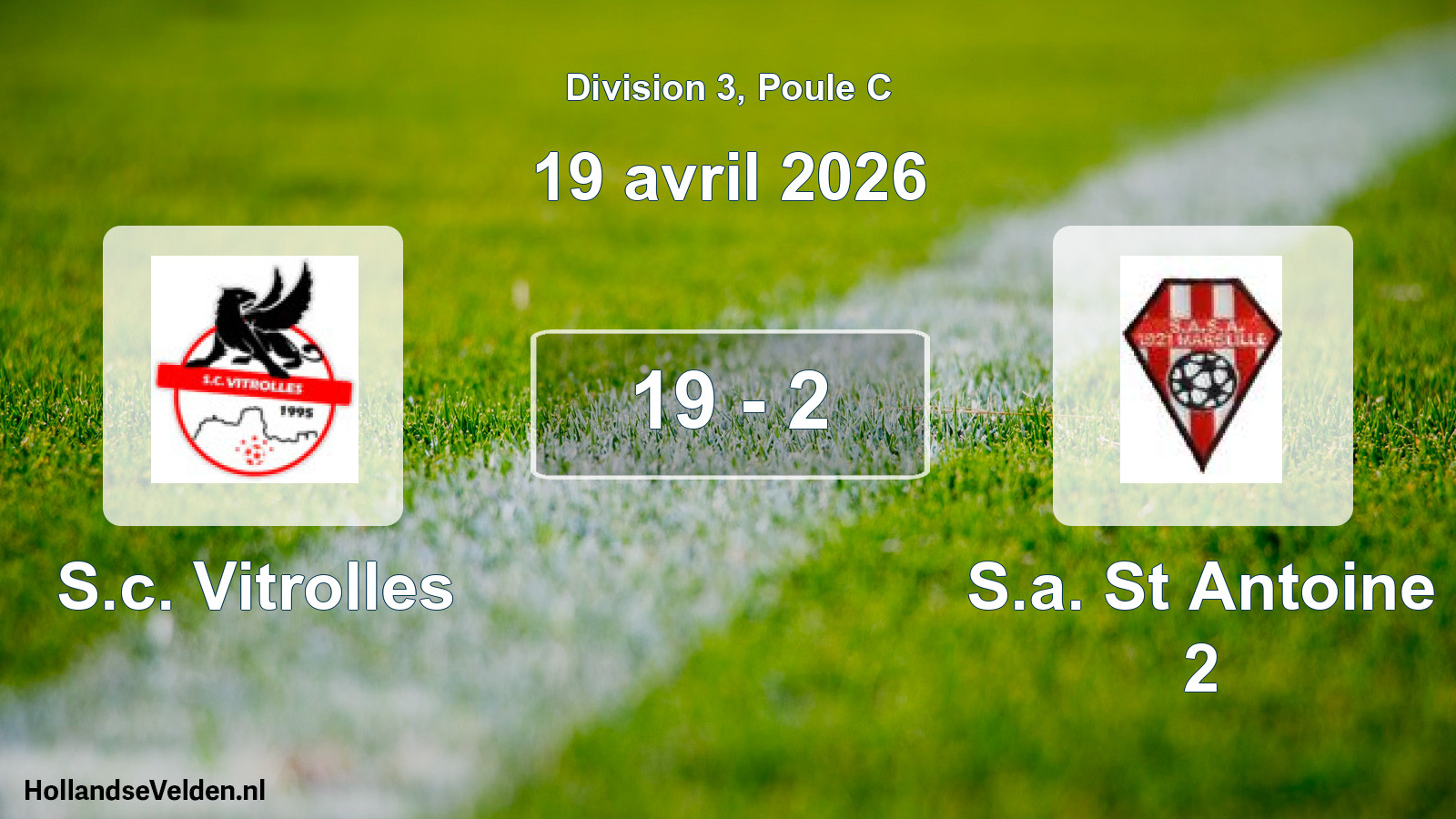Match joué: S.c. Vitrolles - S.a. St Antoine 2 19 - 2 (19 avril 2026)