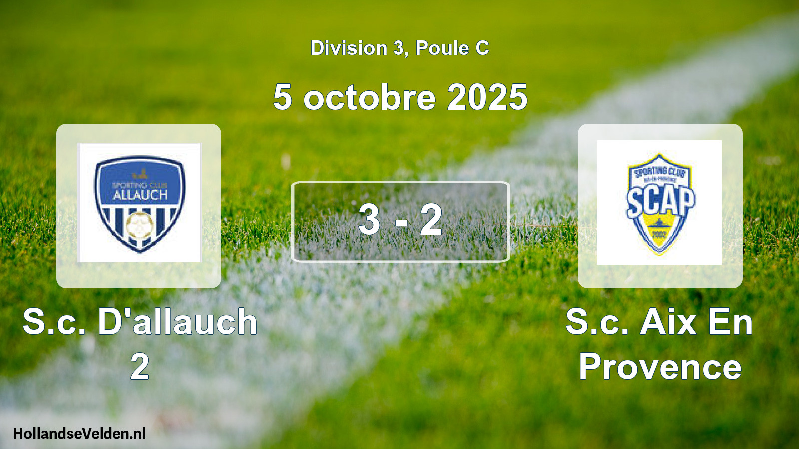 Match joué: S.c. D'allauch 2 - S.c. Aix En Provence 3 - 2 (5 octobre 2025)