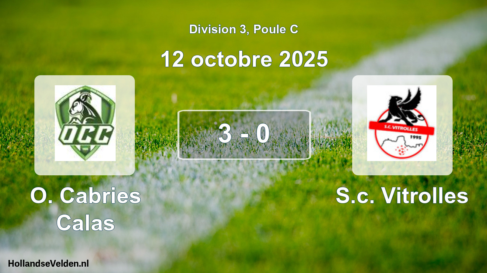 Match joué: O. Cabries Calas - S.c. Vitrolles 3 - 0 (12 octobre 2025)