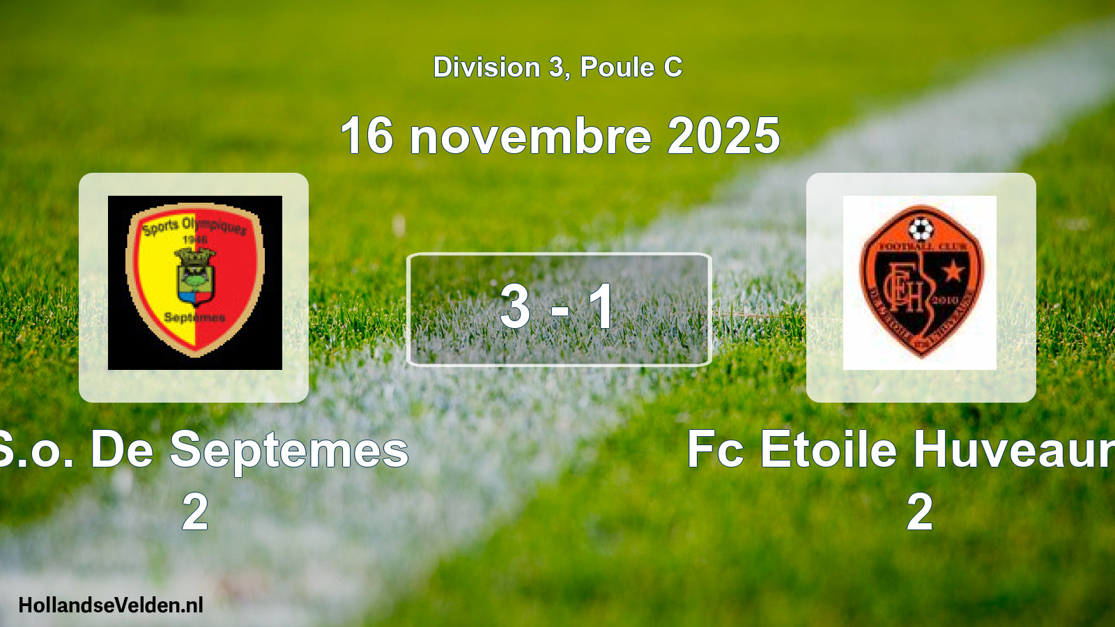 Gespeelde wedstrijd: S.o. De Septemes 2 - Fc Etoile Huveaune 2 3 - 1 (16 november 2025)