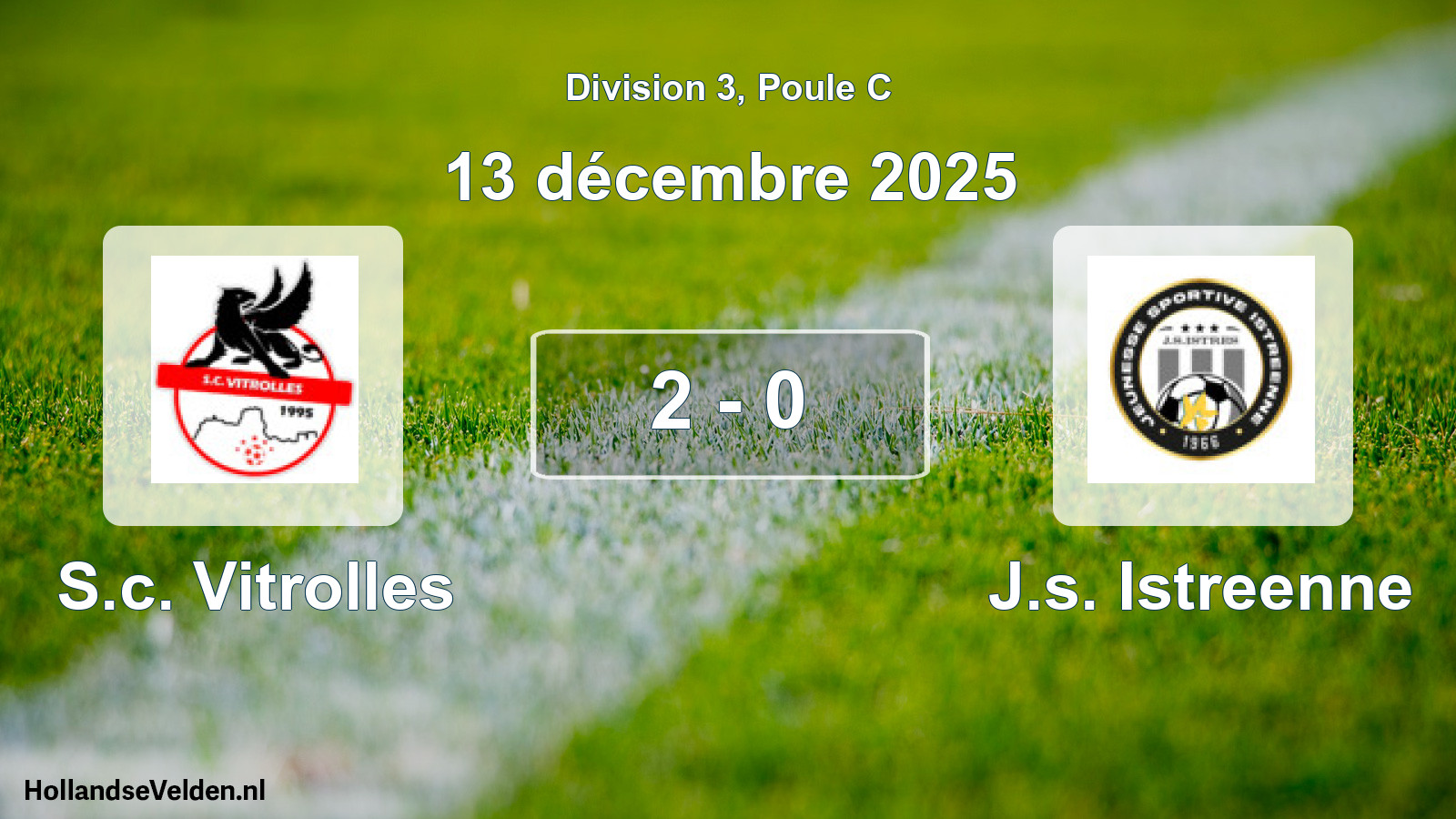 Total number of matches played: S.c. Vitrolles - J.s. Istreenne 2 - 0 (13 December 2025)