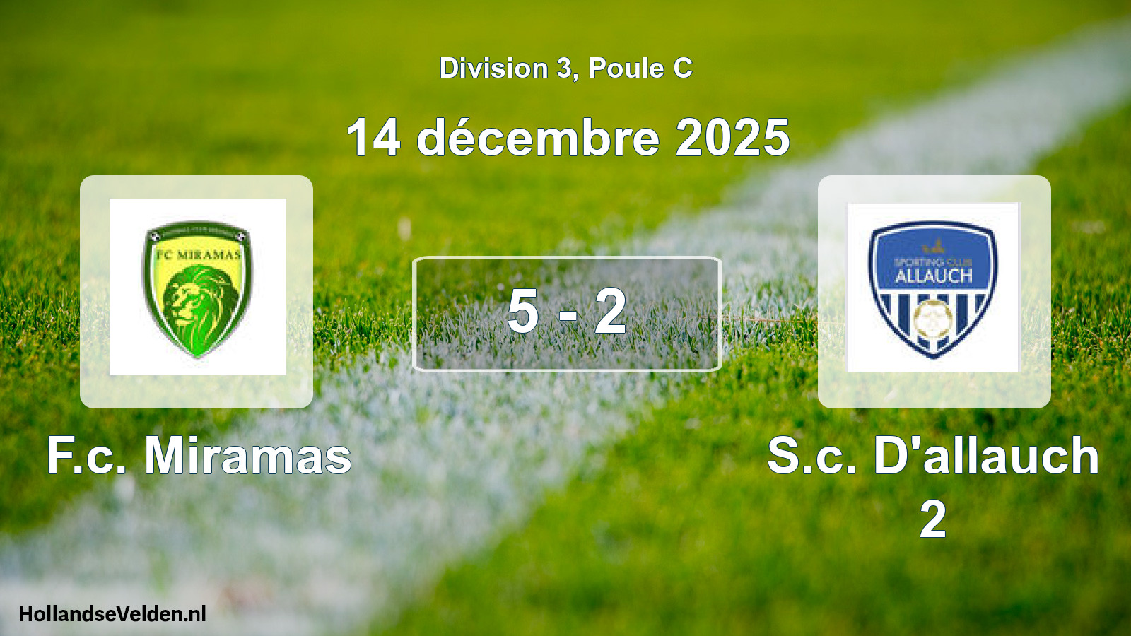 Total number of matches played: F.c. Miramas - S.c. D'allauch 2 5 - 2 (14 December 2025)