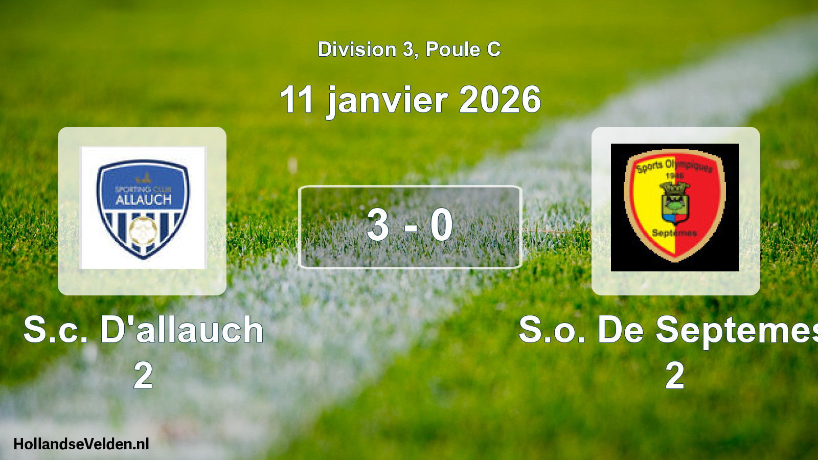 Match joué: S.c. D'allauch 2 - S.o. De Septemes 2 3 - 0 (11 janvier 2026)