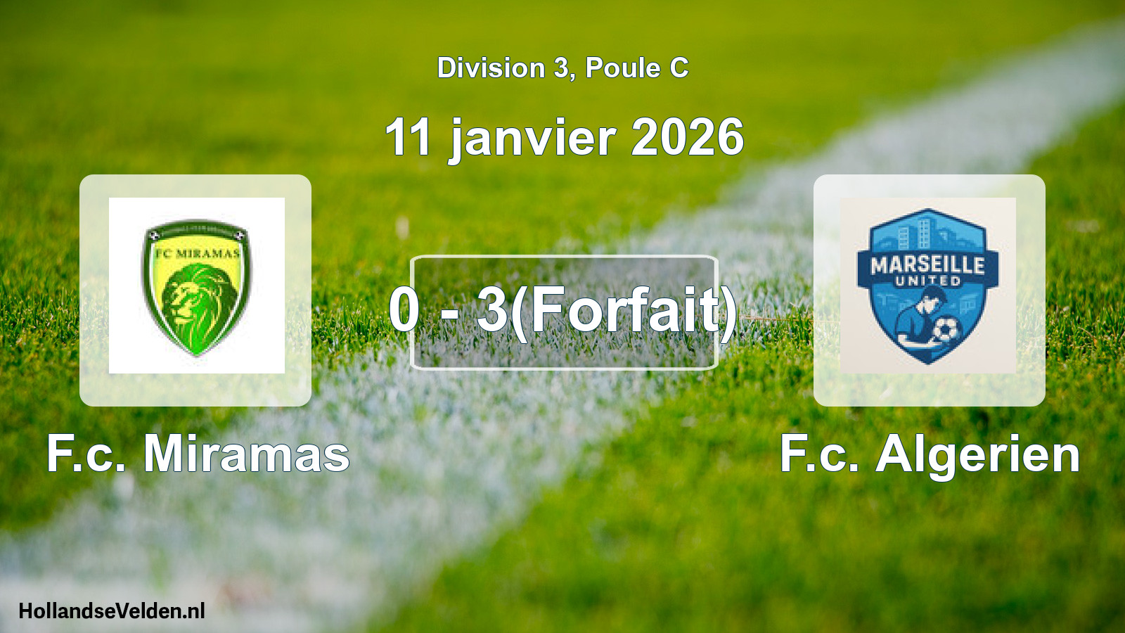 Match joué: F.c. Miramas - F.c. Algerien 0 - 3(Forfait) (11 janvier 2026)