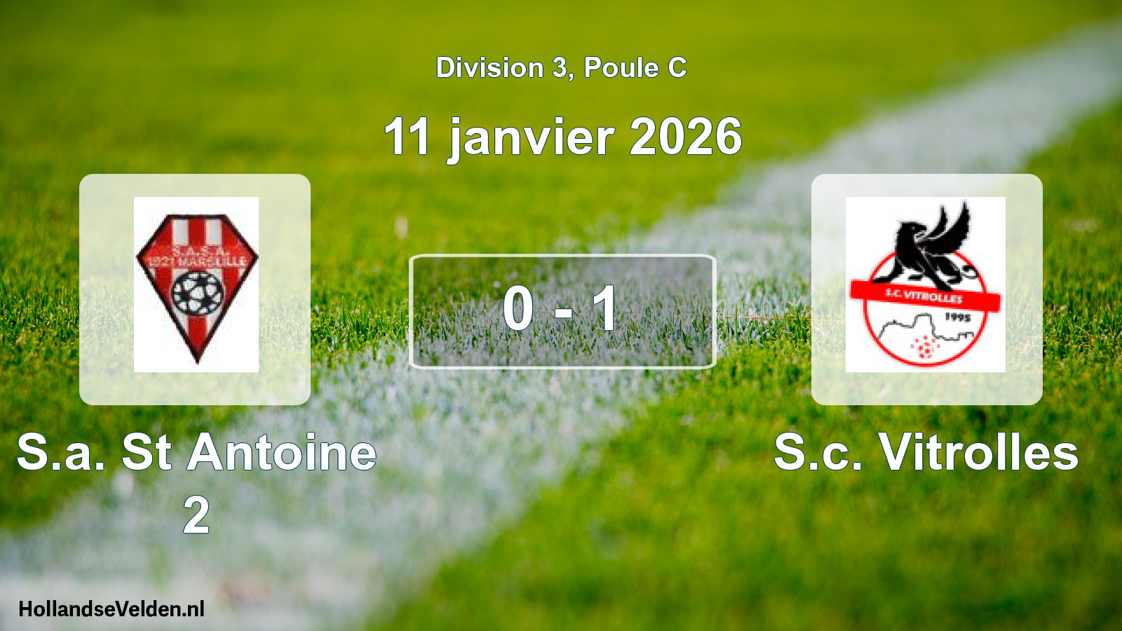 Match joué: S.a. St Antoine 2 - S.c. Vitrolles 0 - 1 (11 janvier 2026)