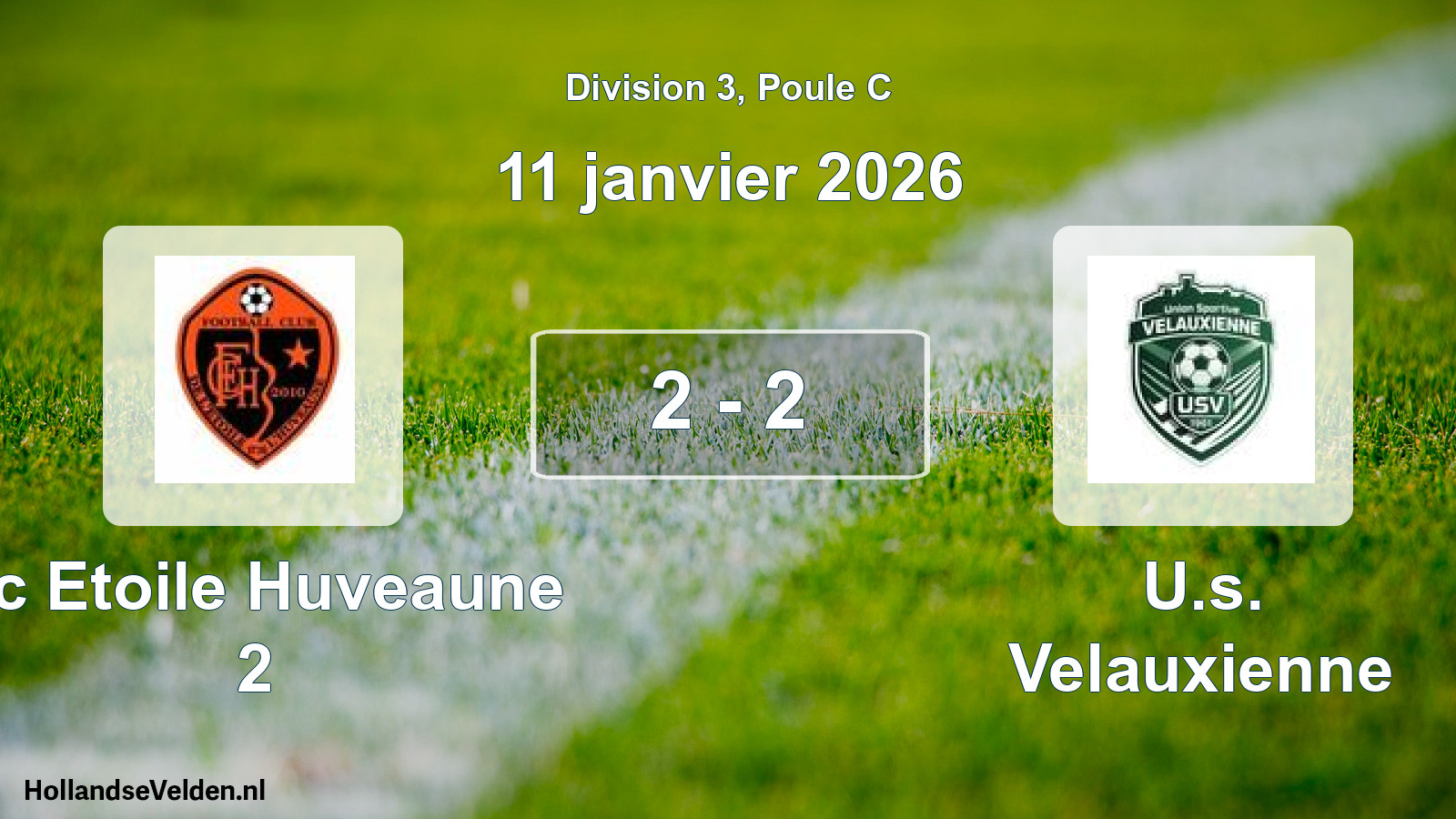 Total number of matches played: Fc Etoile Huveaune 2 - U.s. Velauxienne 2 - 2 (11 January 2026)