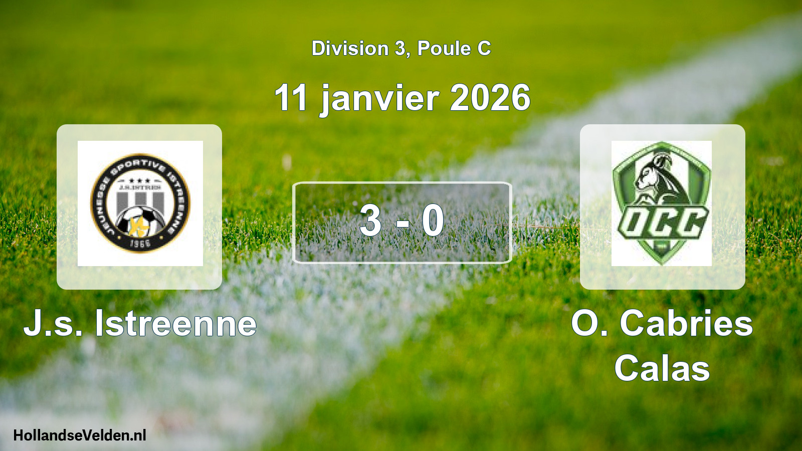 Match joué: J.s. Istreenne - O. Cabries Calas 3 - 0 (11 janvier 2026)