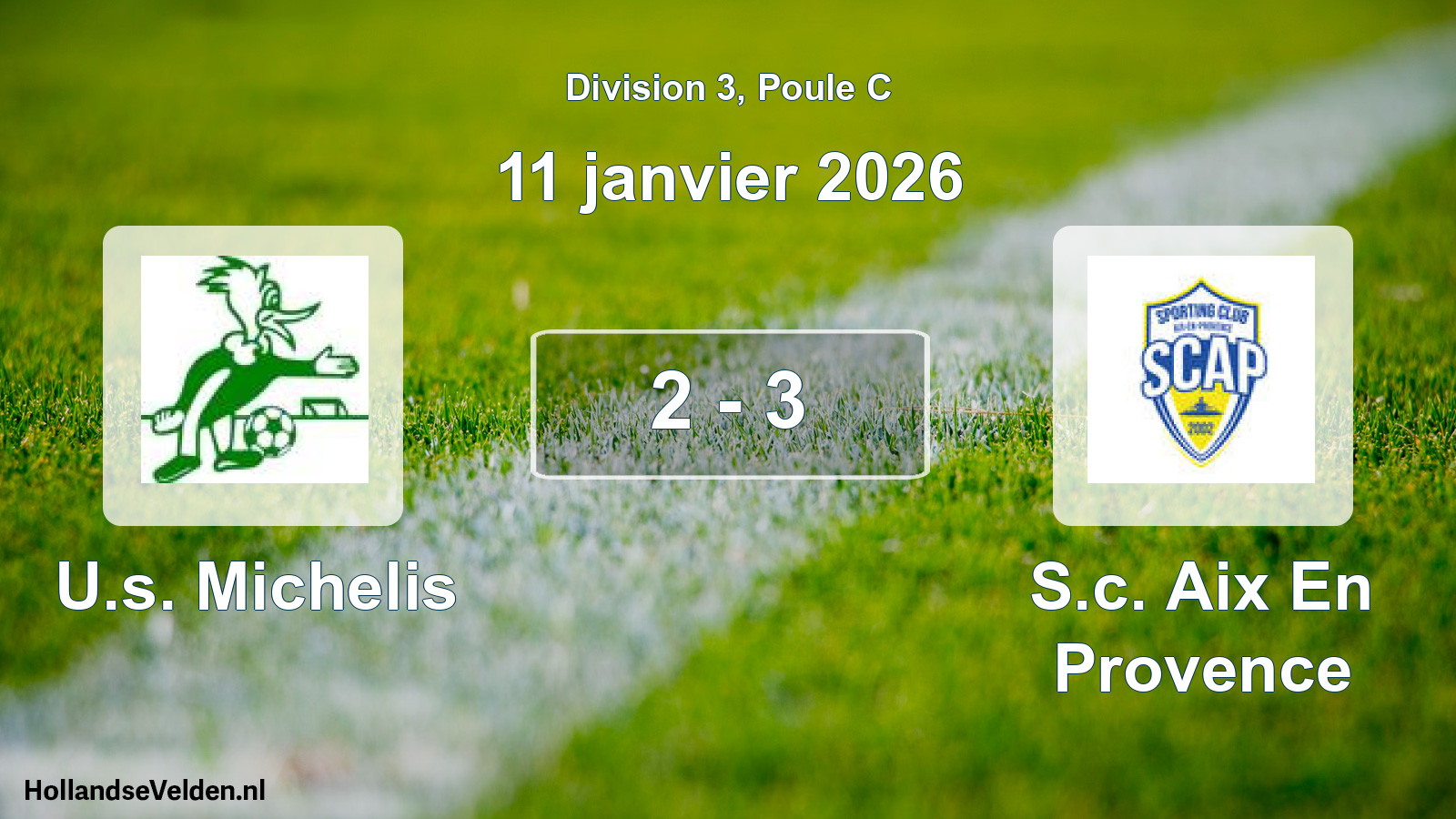 Match joué: U.s. Michelis - S.c. Aix En Provence 2 - 3 (11 janvier 2026)