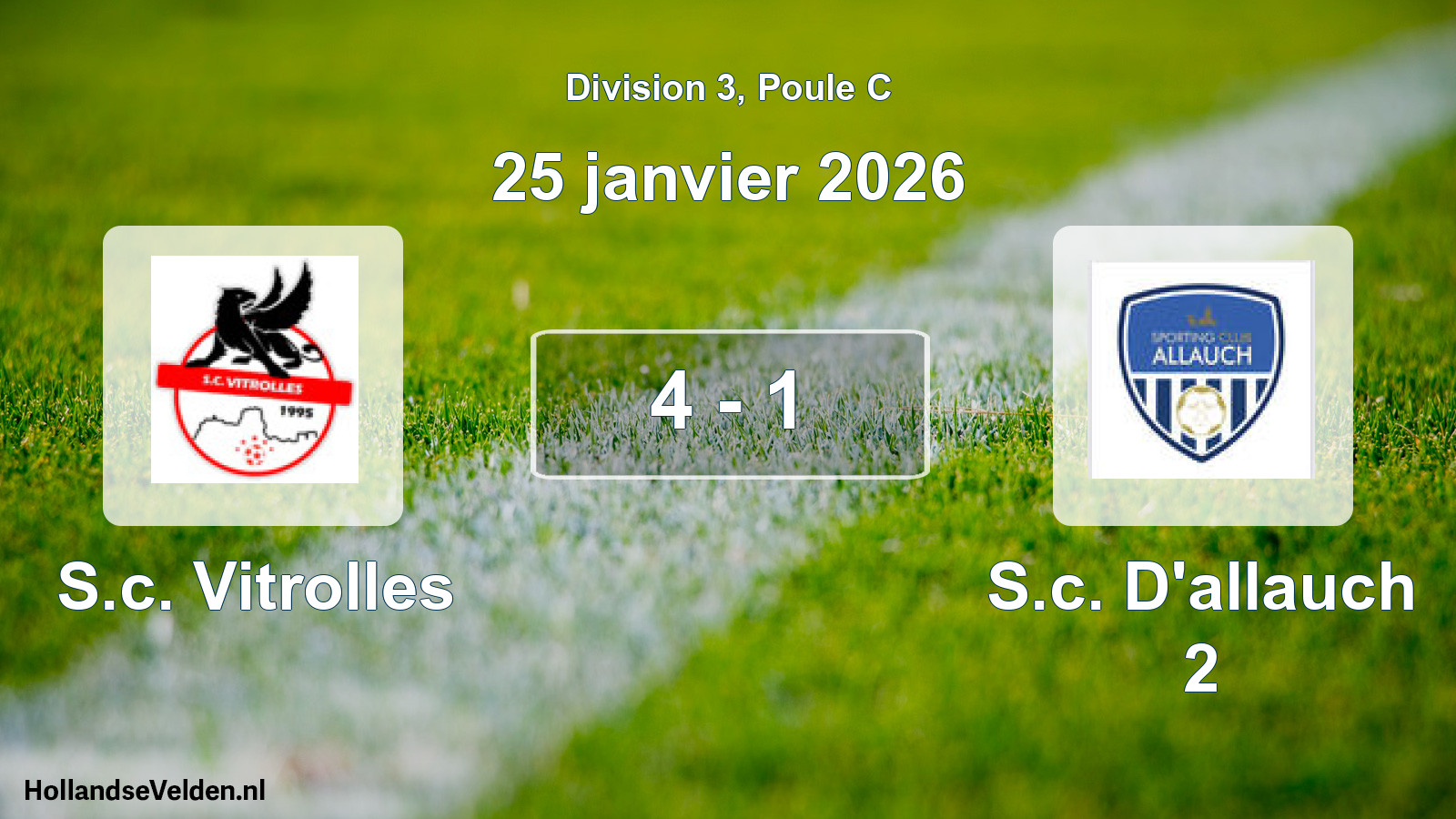 Match joué: S.c. Vitrolles - S.c. D'allauch 2 4 - 1 (25 janvier 2026)