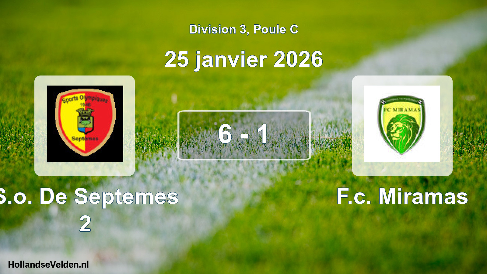 Match joué: S.o. De Septemes 2 - F.c. Miramas 6 - 1 (25 janvier 2026)
