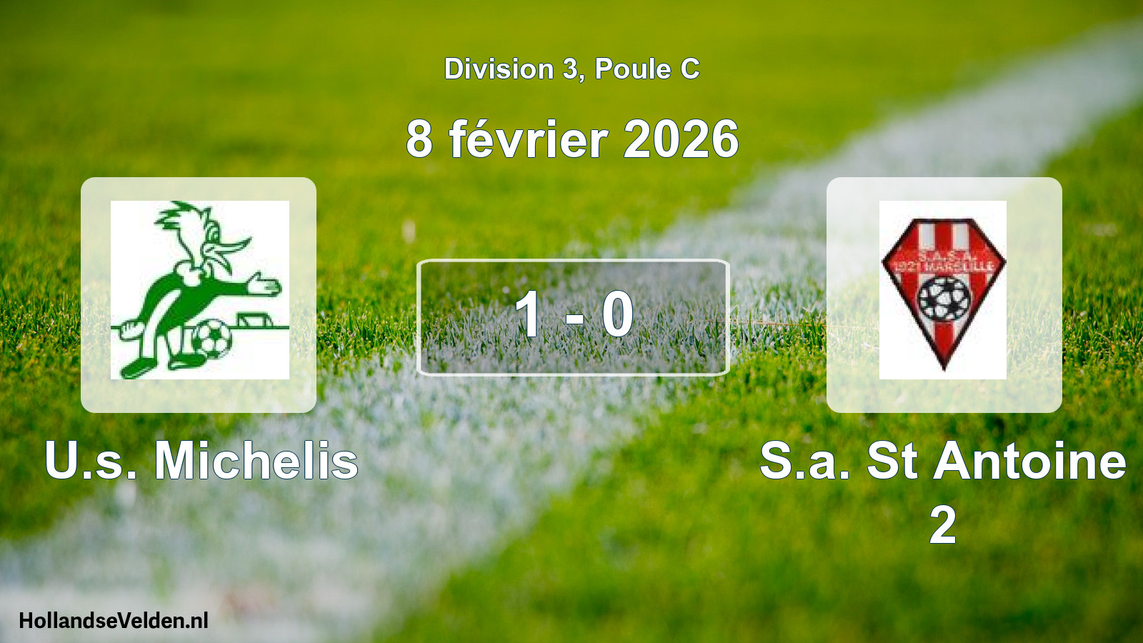 Match joué: U.s. Michelis - S.a. St Antoine 2 1 - 0 (8 février 2026)