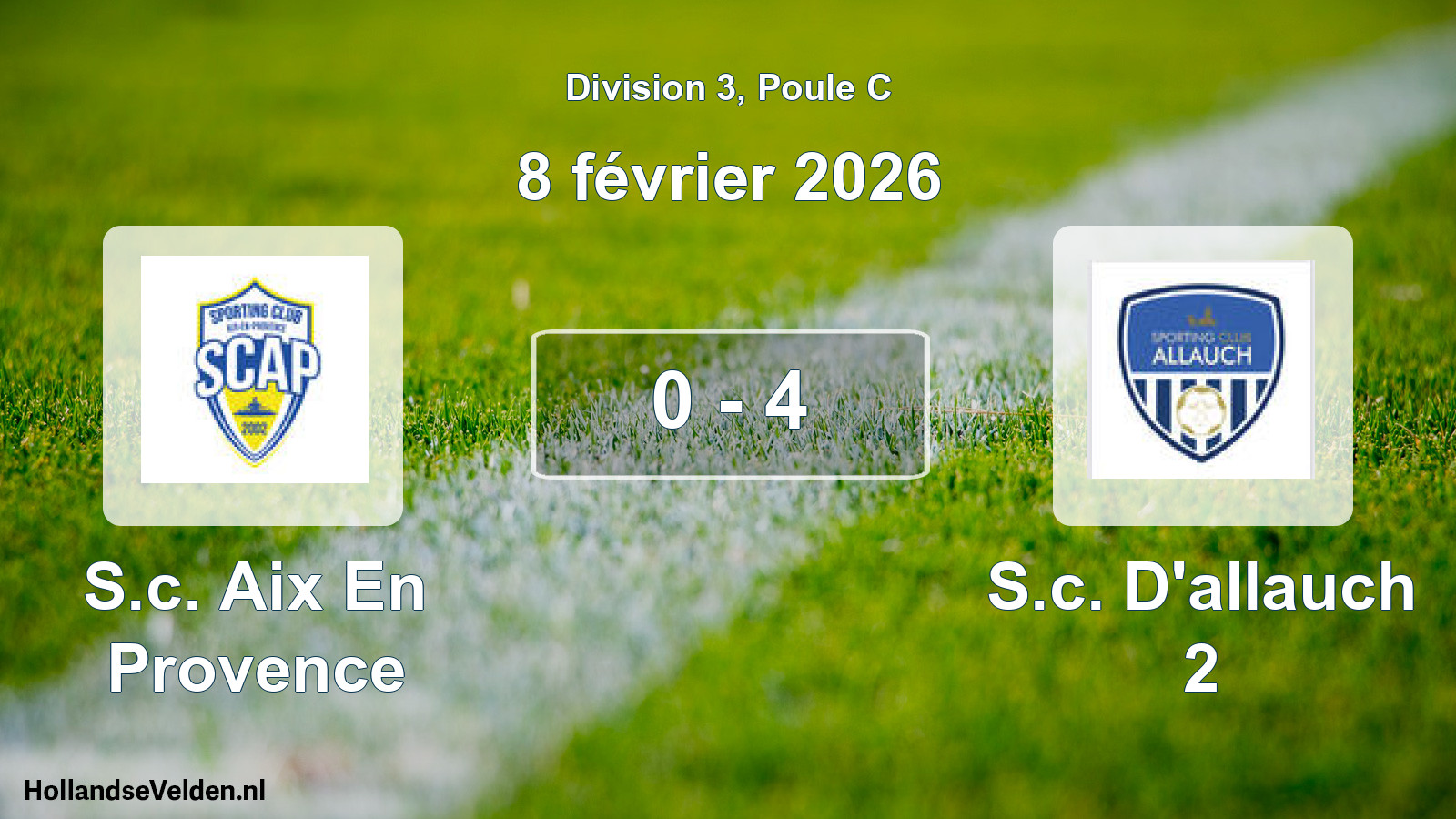 Total number of matches played: S.c. Aix En Provence - S.c. D'allauch 2 0 - 4 (8 February 2026)