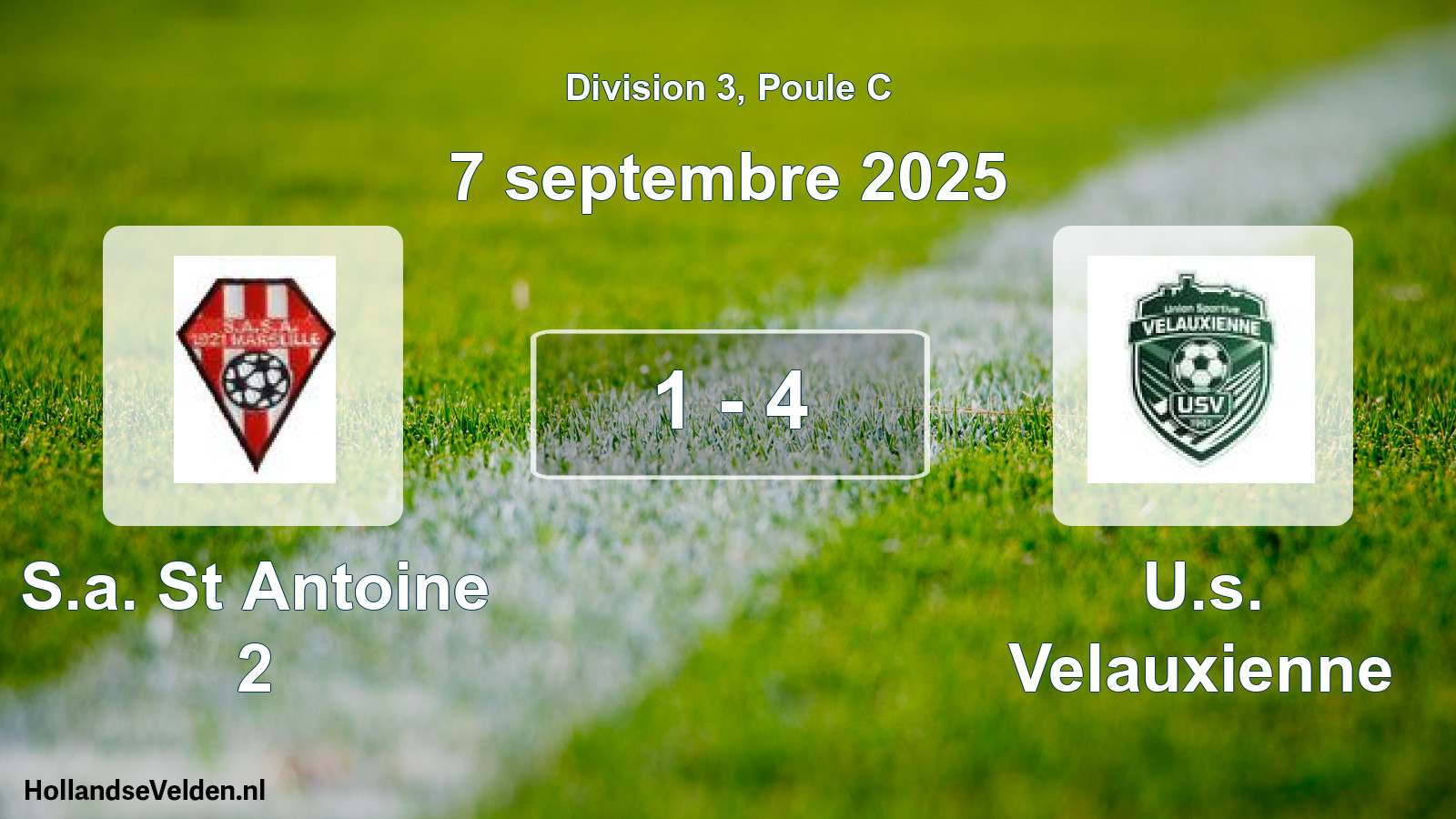 Total number of matches played: S.a. St Antoine 2 - U.s. Velauxienne 1 - 4 (7 September 2025)