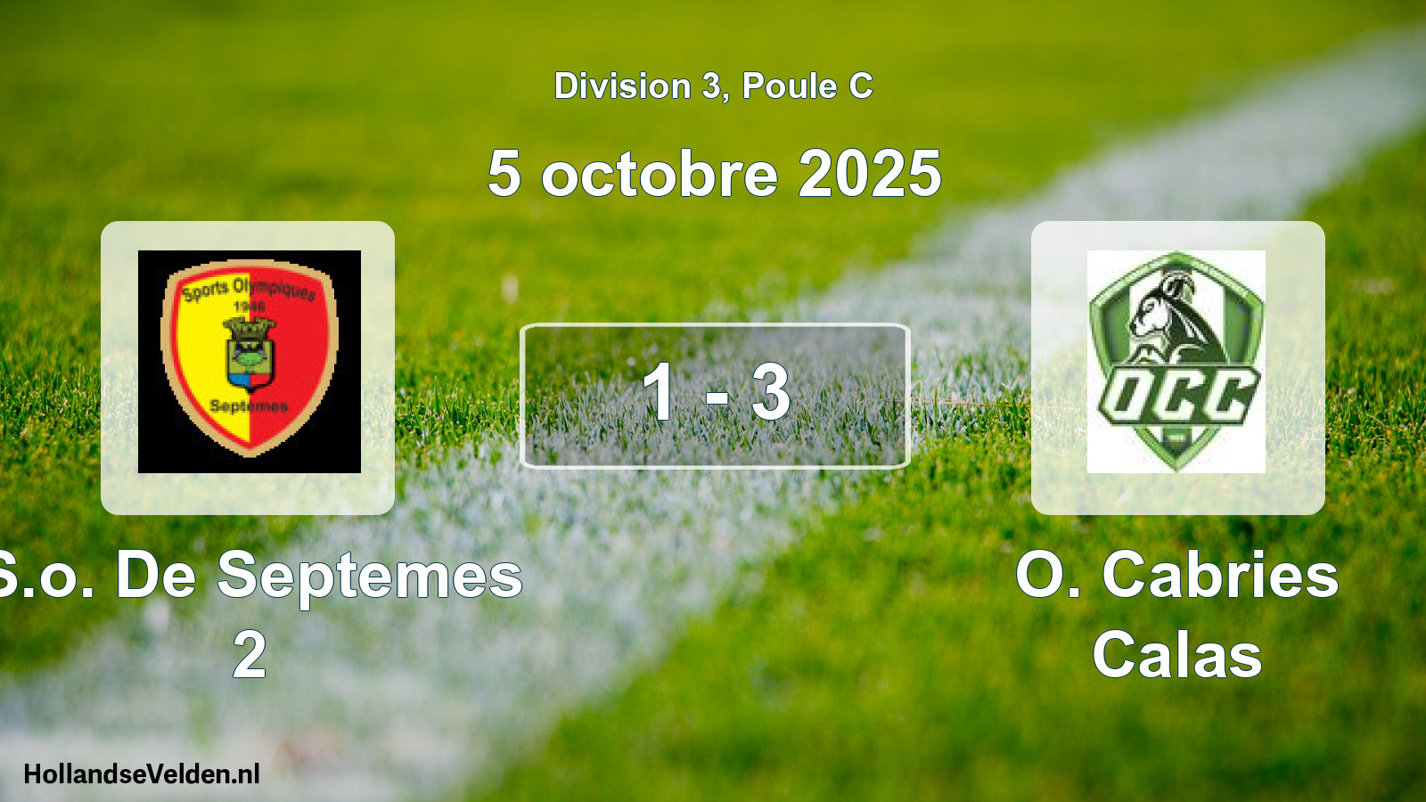 Match joué: S.o. De Septemes 2 - O. Cabries Calas 1 - 3 (5 octobre 2025)