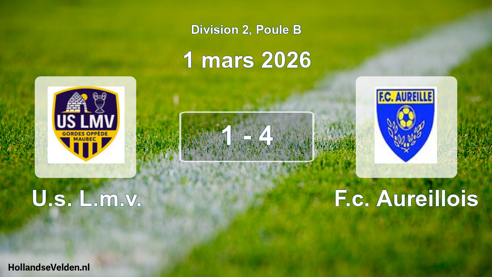 Total number of matches played: U.s. L.m.v. - F.c. Aureillois 1 - 4 (1 March 2026)