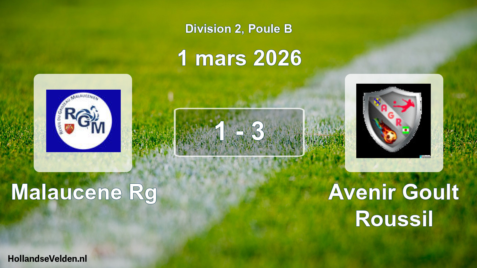 Total number of matches played: Malaucene Rg - Avenir Goult Roussil 1 - 3 (1 March 2026)