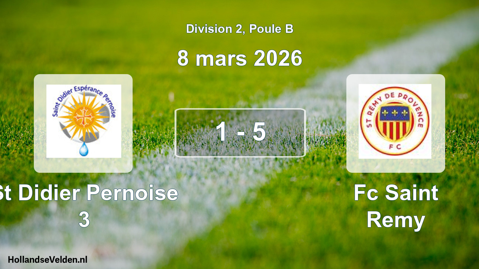 Match joué: St Didier Pernoise 3 - Fc Saint Remy 1 - 5 (8 mars 2026)