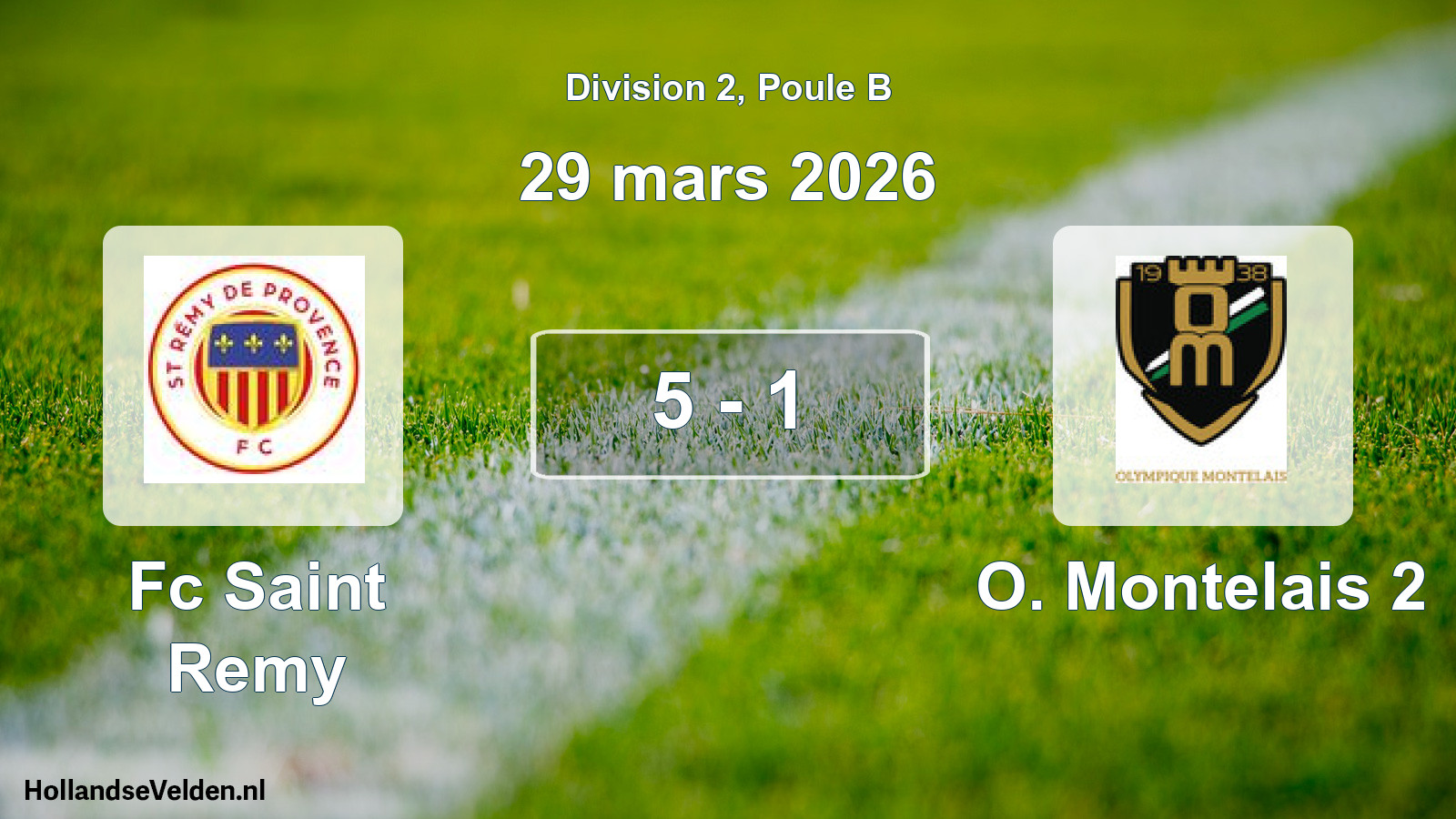 Match joué: Fc Saint Remy - O. Montelais 2 5 - 1 (29 mars 2026)